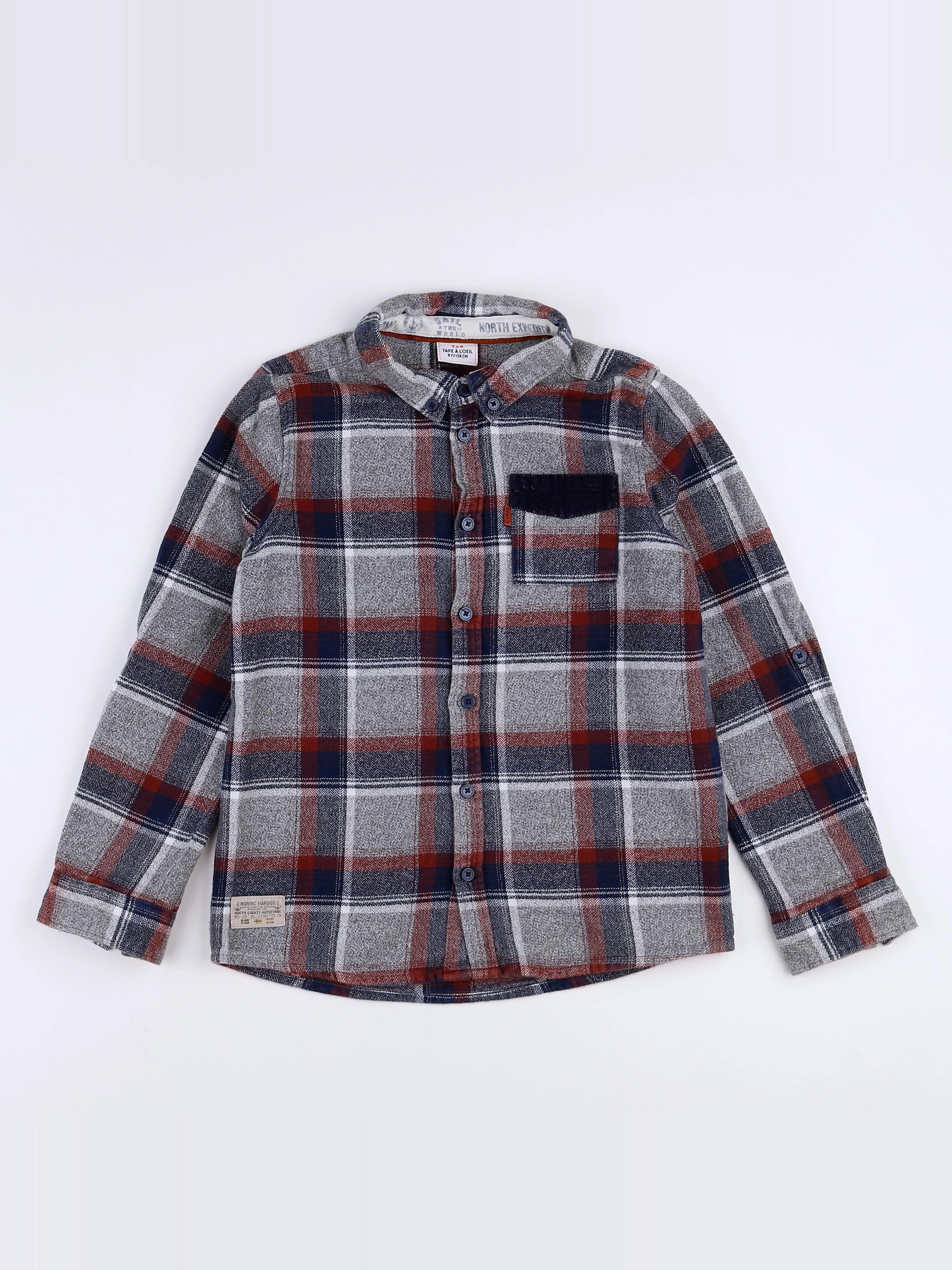 Tape à l'oeil - chemise gris, rouge - 8 ans