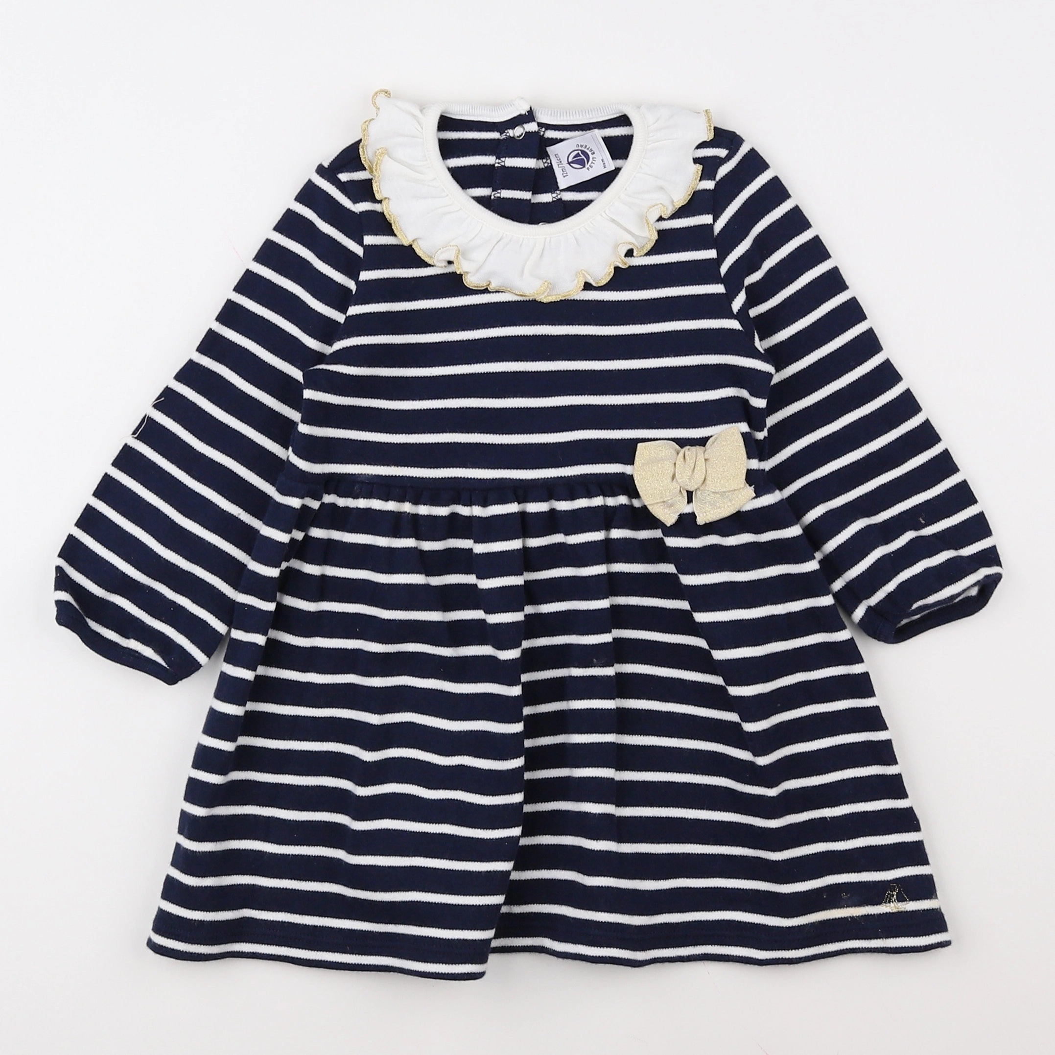Petit Bateau - robe bleu - 12 mois
