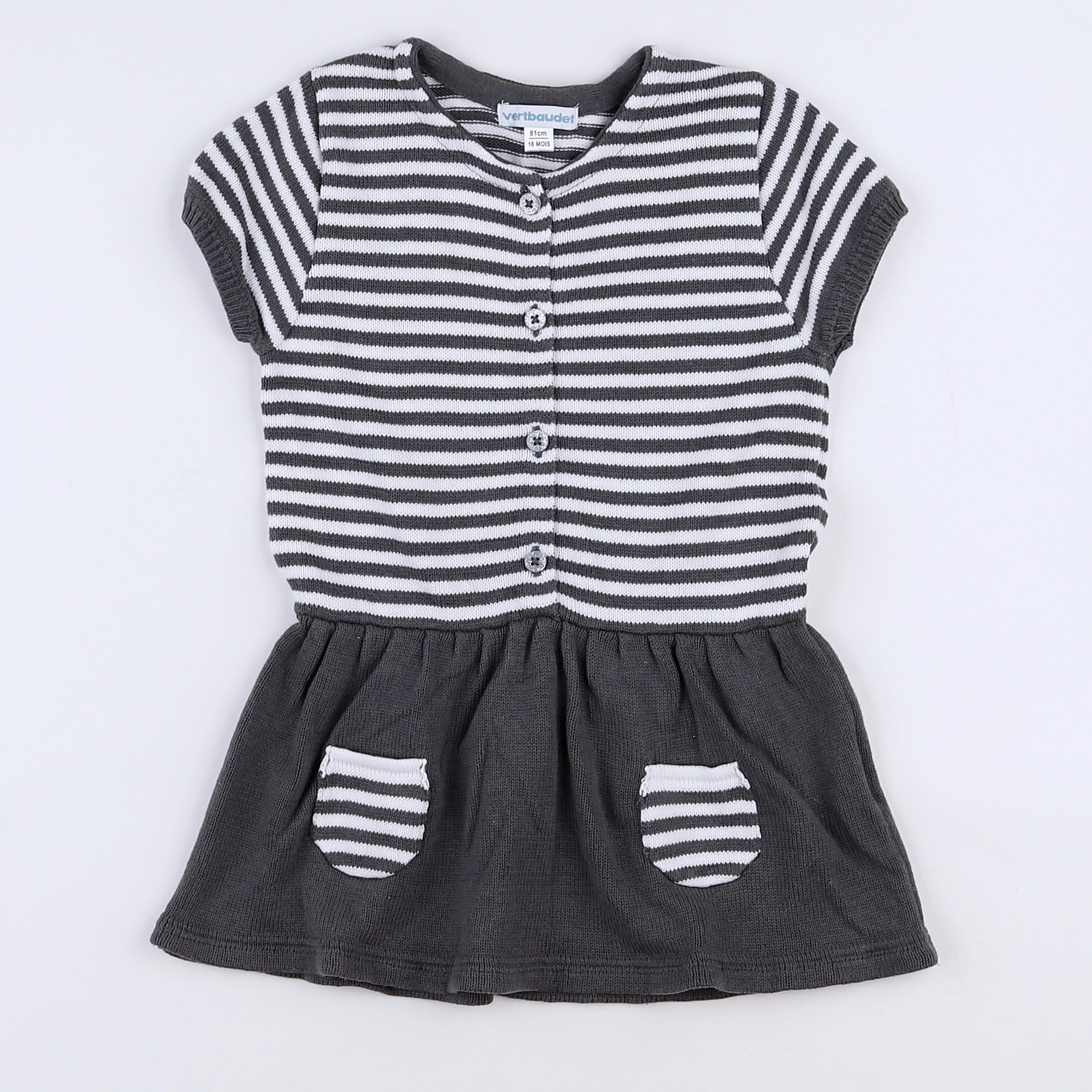 Vertbaudet - robe gris - 18 mois
