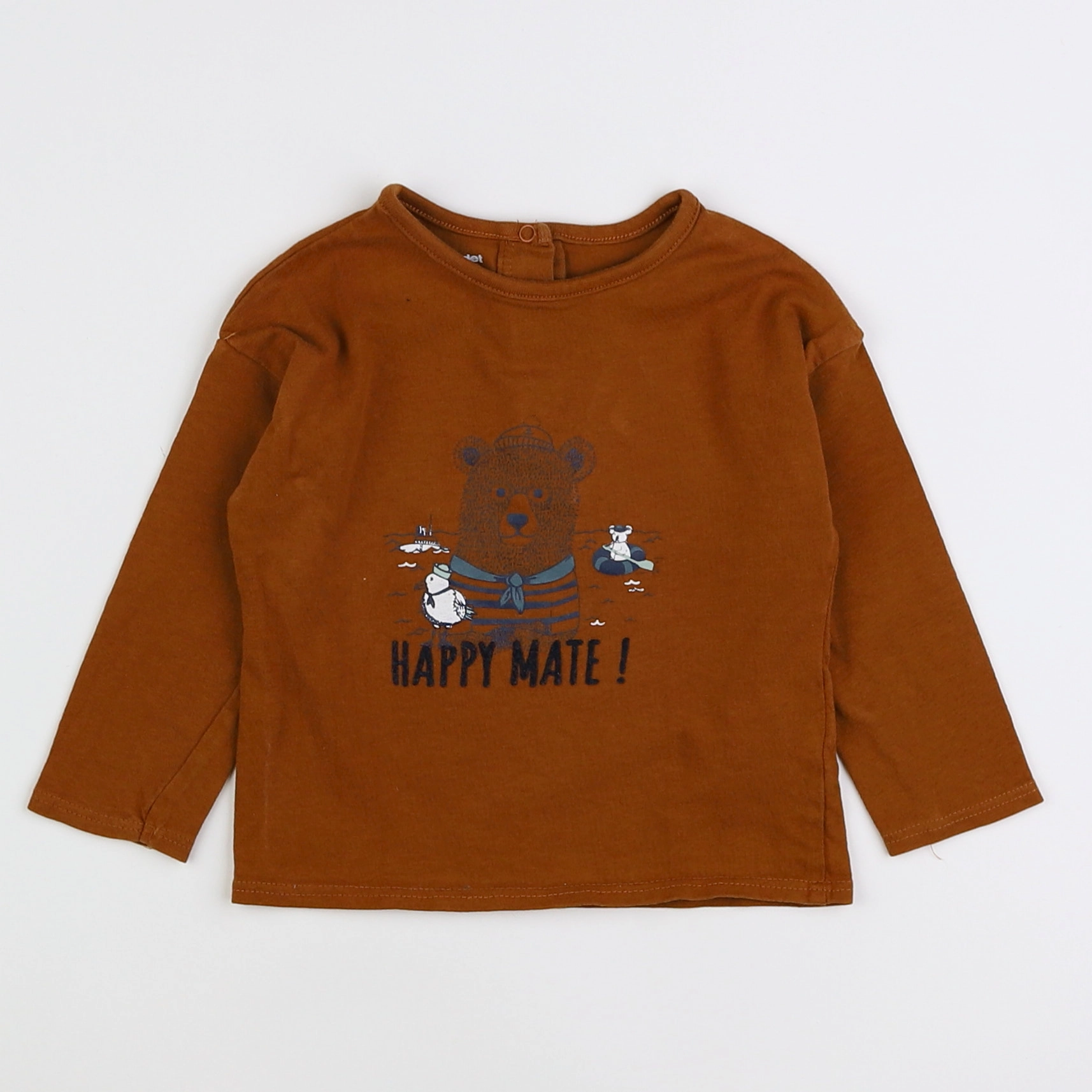 Vertbaudet - tee-shirt marron - 12 mois