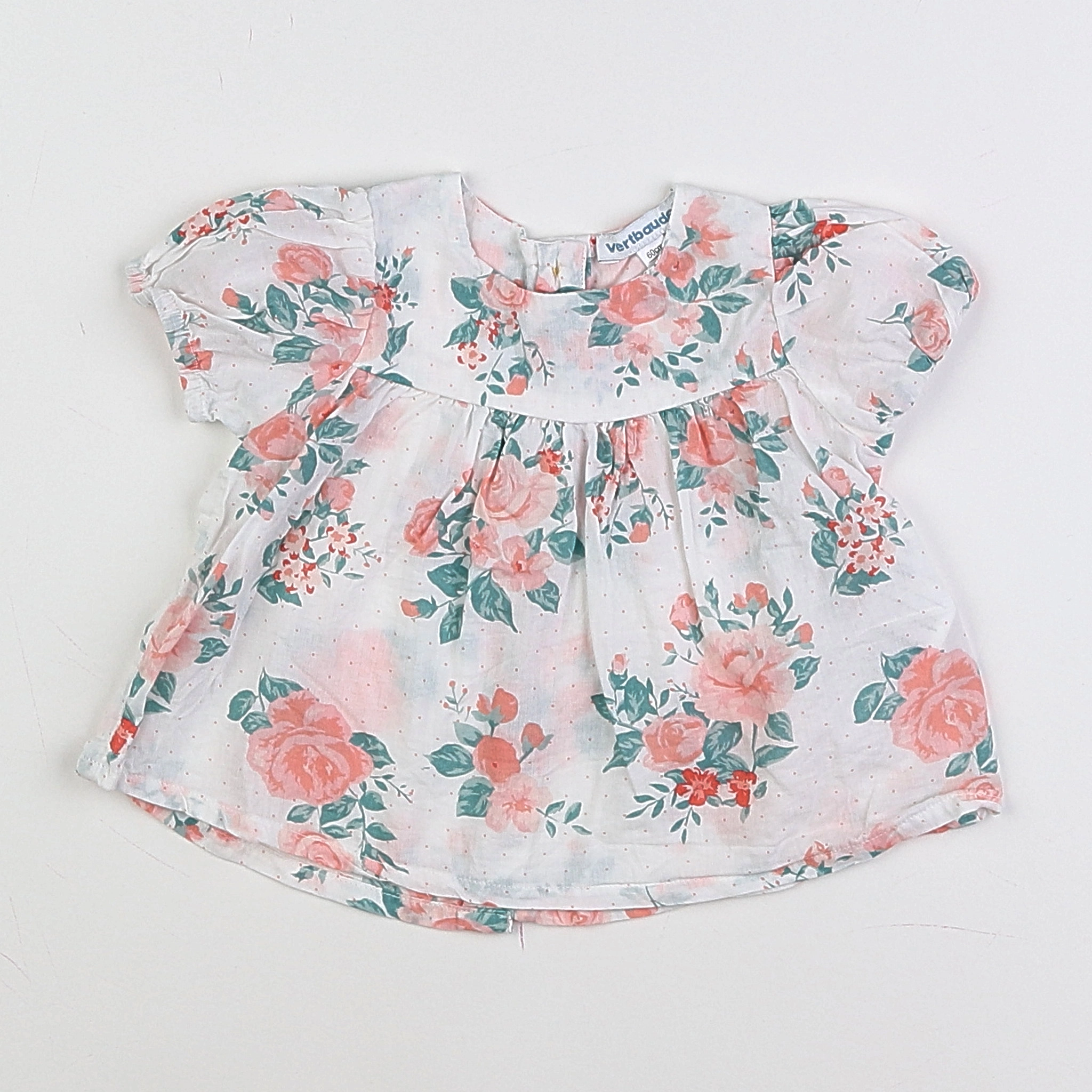 Vertbaudet - blouse blanc, rose - 3 mois