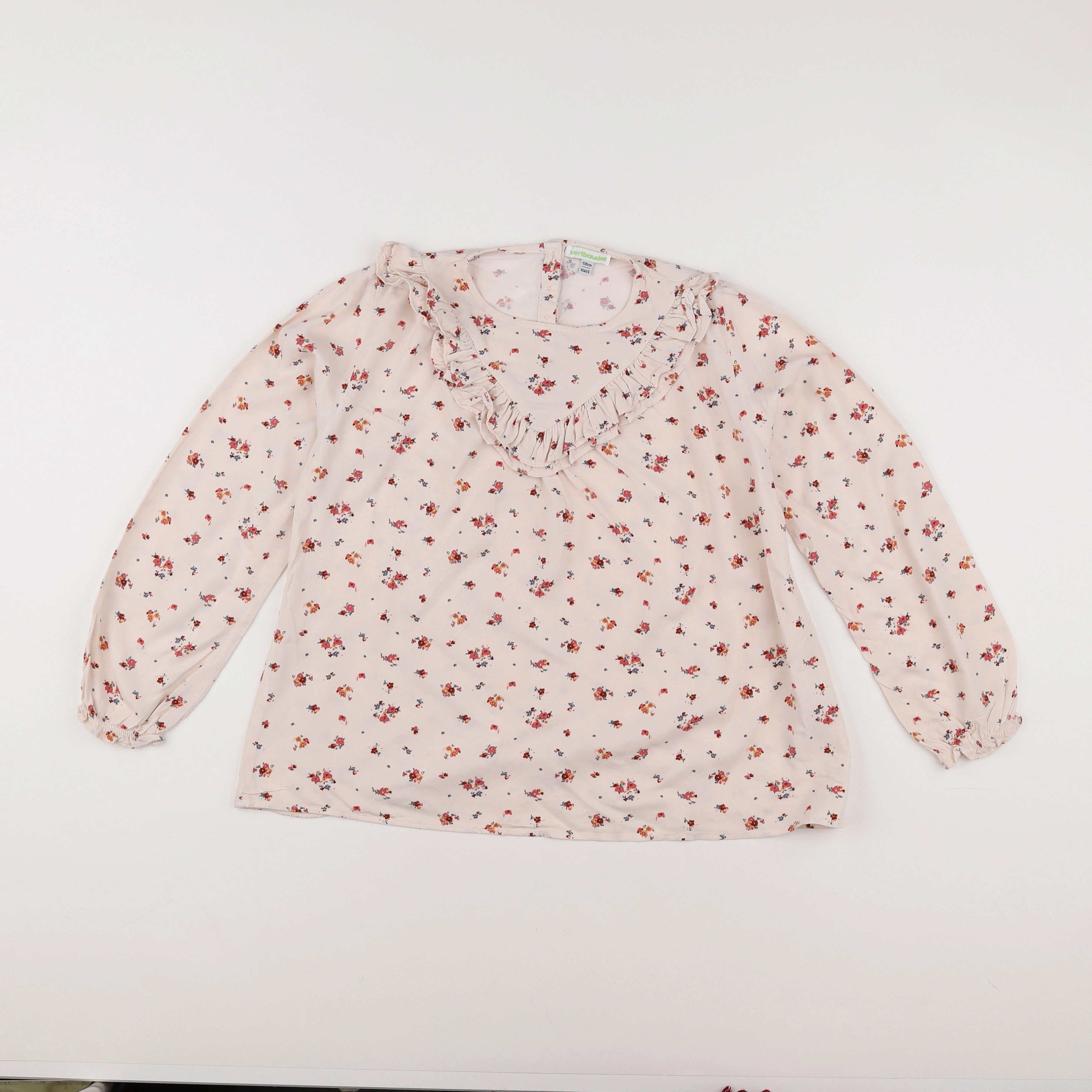 Vertbaudet - blouse beige, rose - 10 ans
