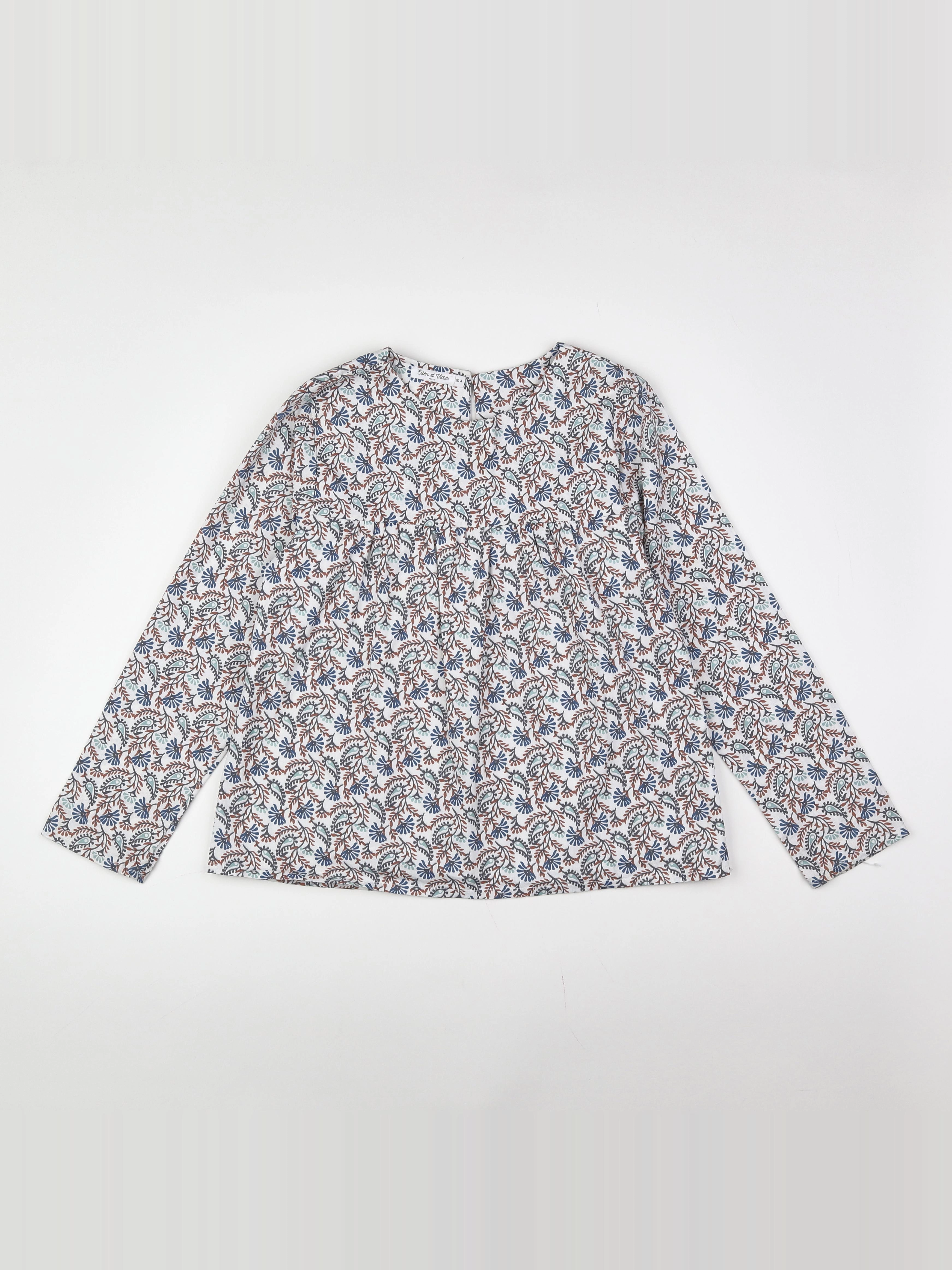 Eden & Victor - blouse marron, bleu - 10 ans