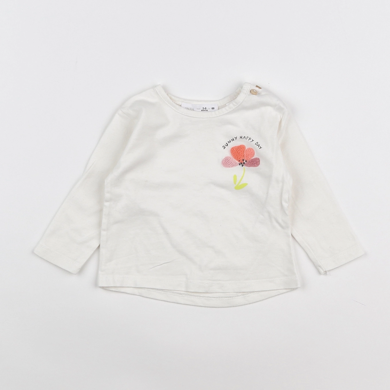 Zara - tee-shirt blanc, multicolore - 3/6 mois