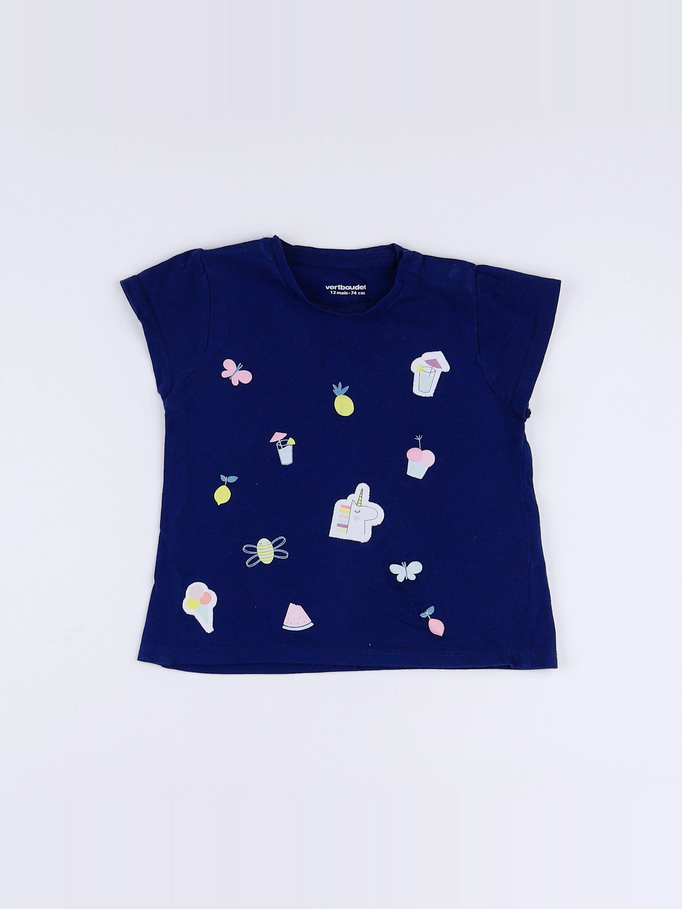 Vertbaudet - tee-shirt bleu - 12 mois