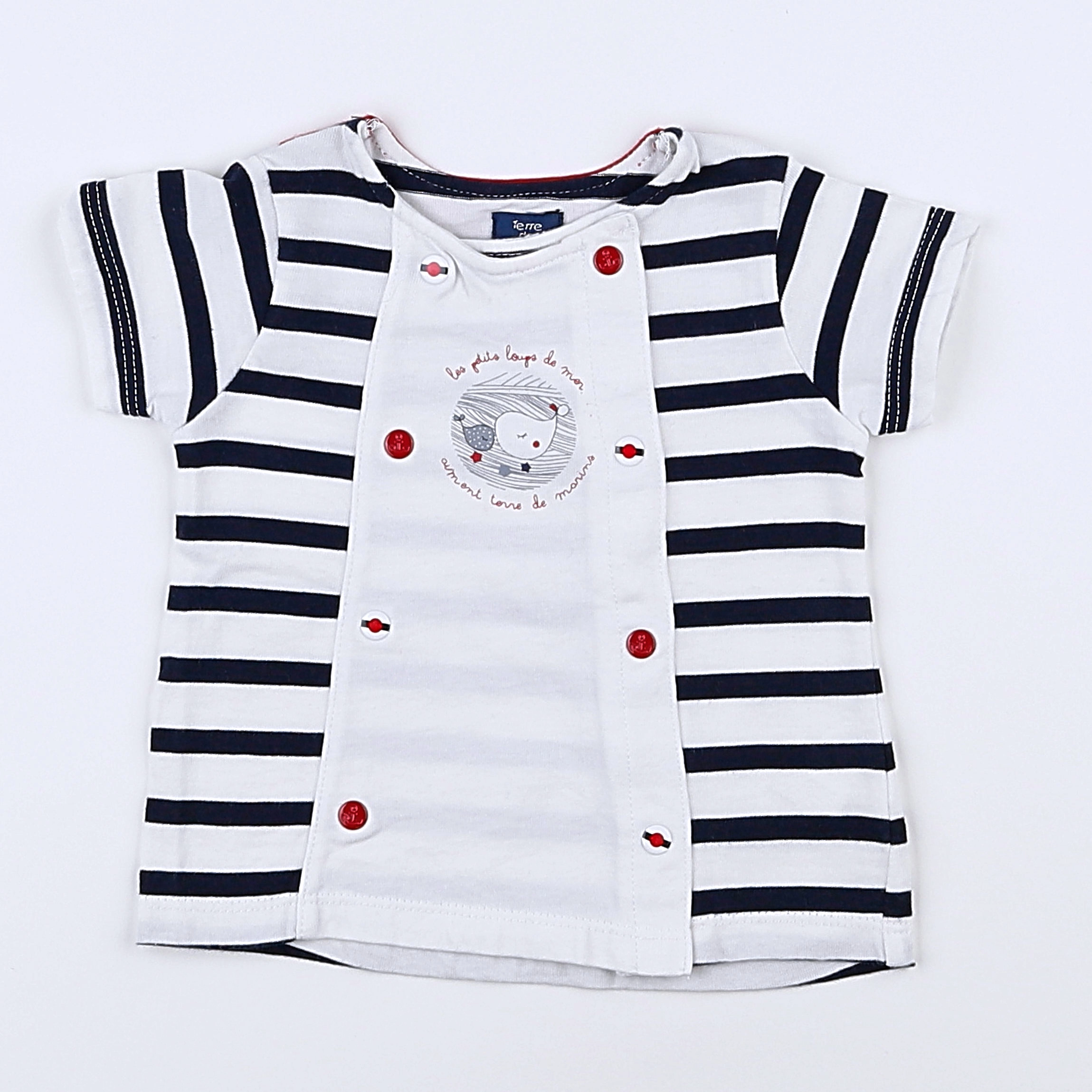 Terre de marins - tee-shirt blanc, bleu - 3 mois