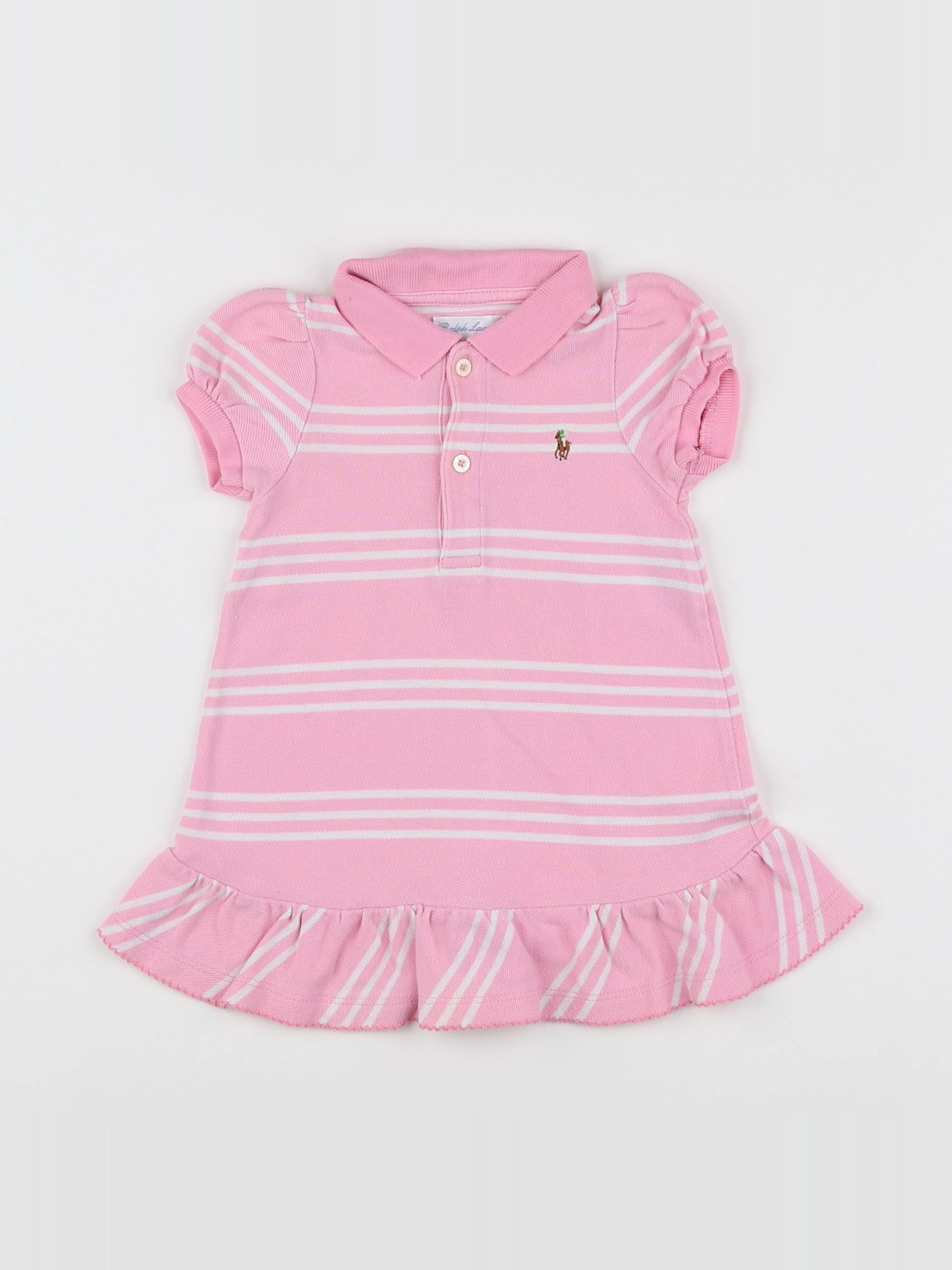 Ralph Lauren - robe blanc, rose - 9 mois