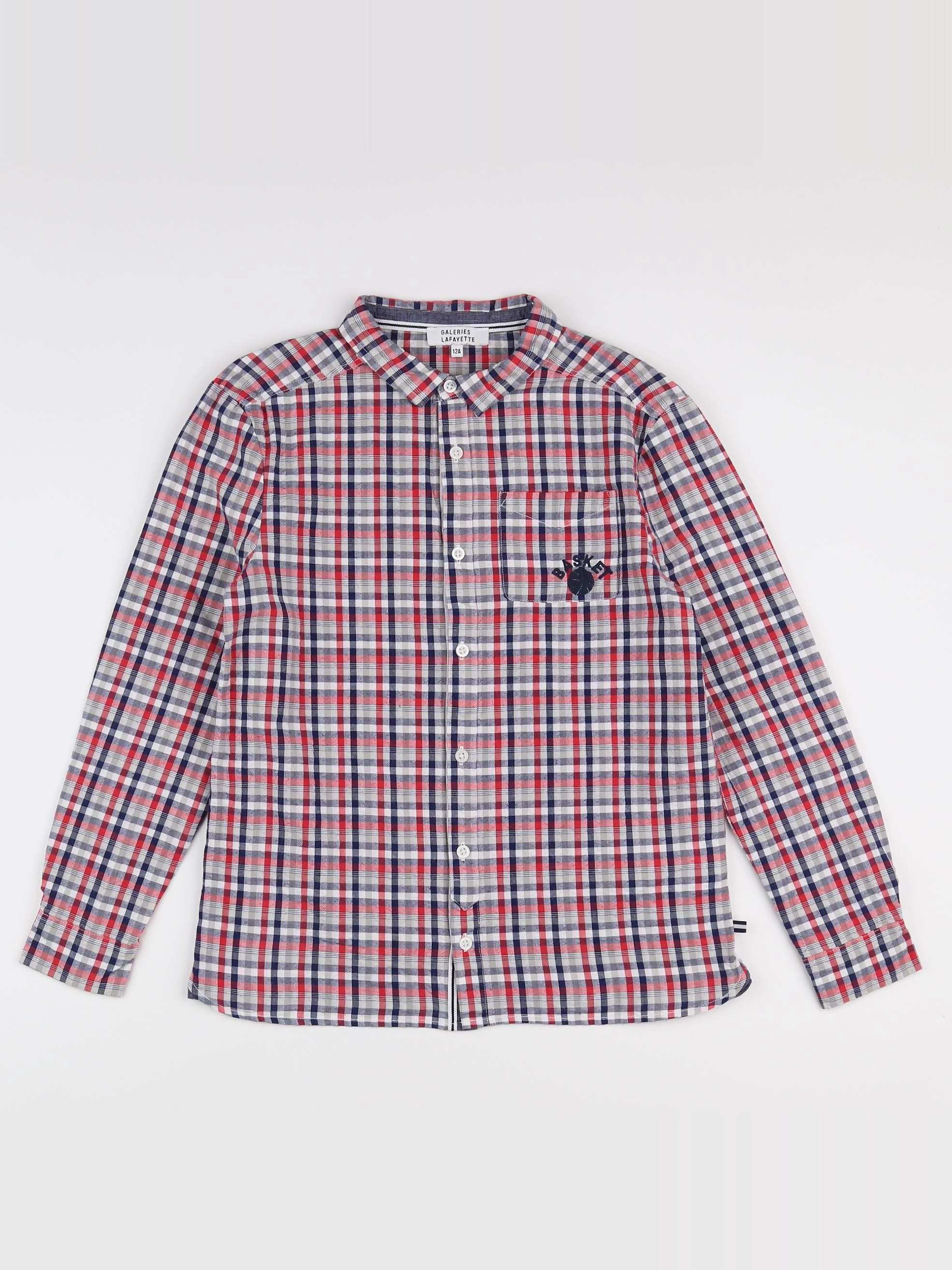 Galeries Lafayette - chemise rouge, bleu - 12 ans