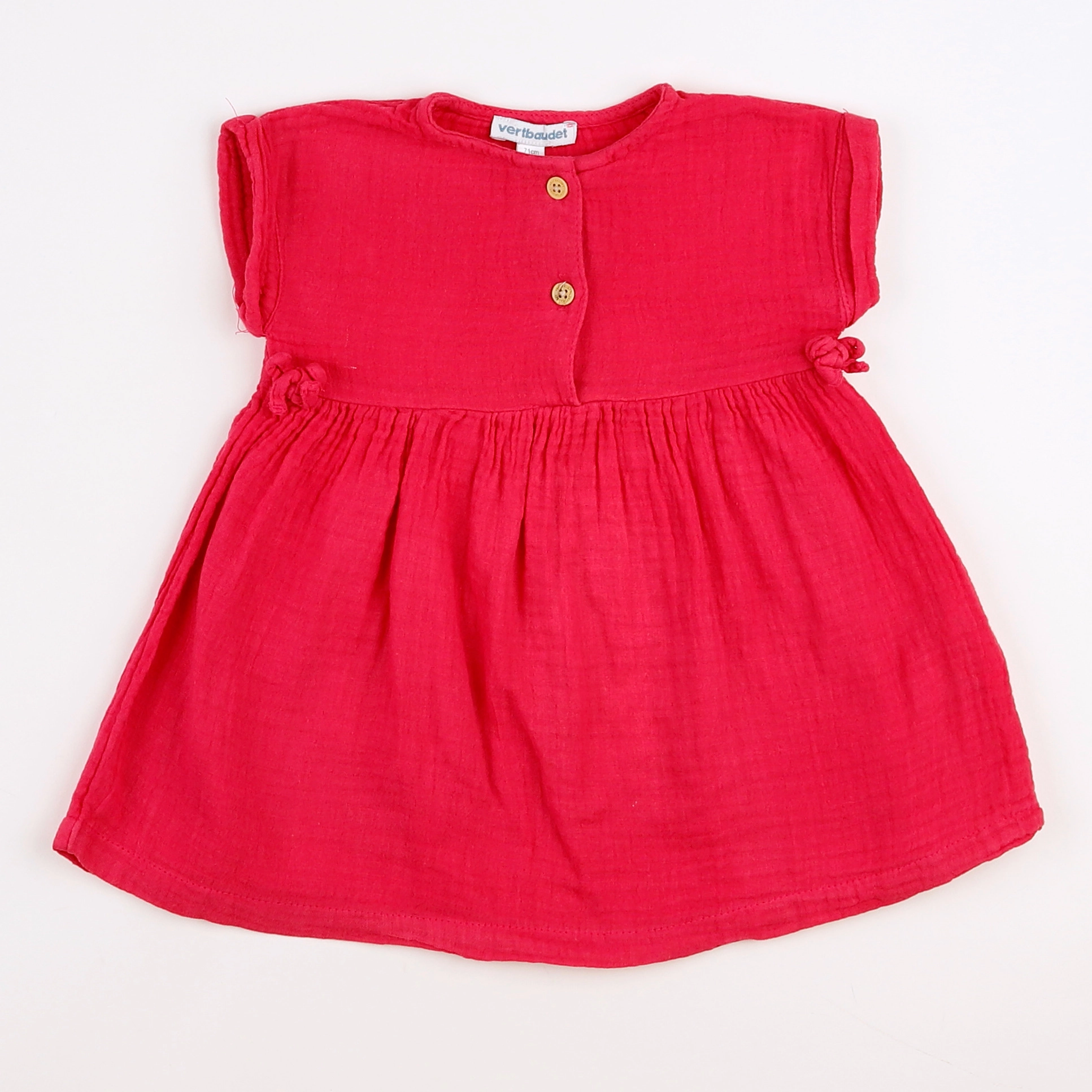 Vertbaudet - robe rose, rouge - 9 mois