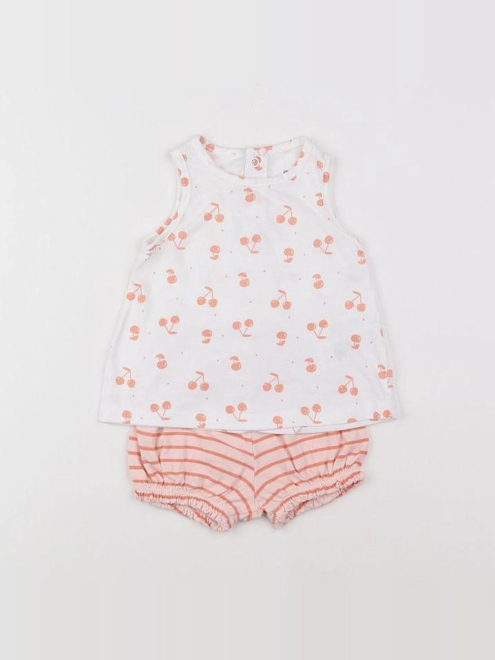 La Redoute - ensemble blanc, rose - 3 mois