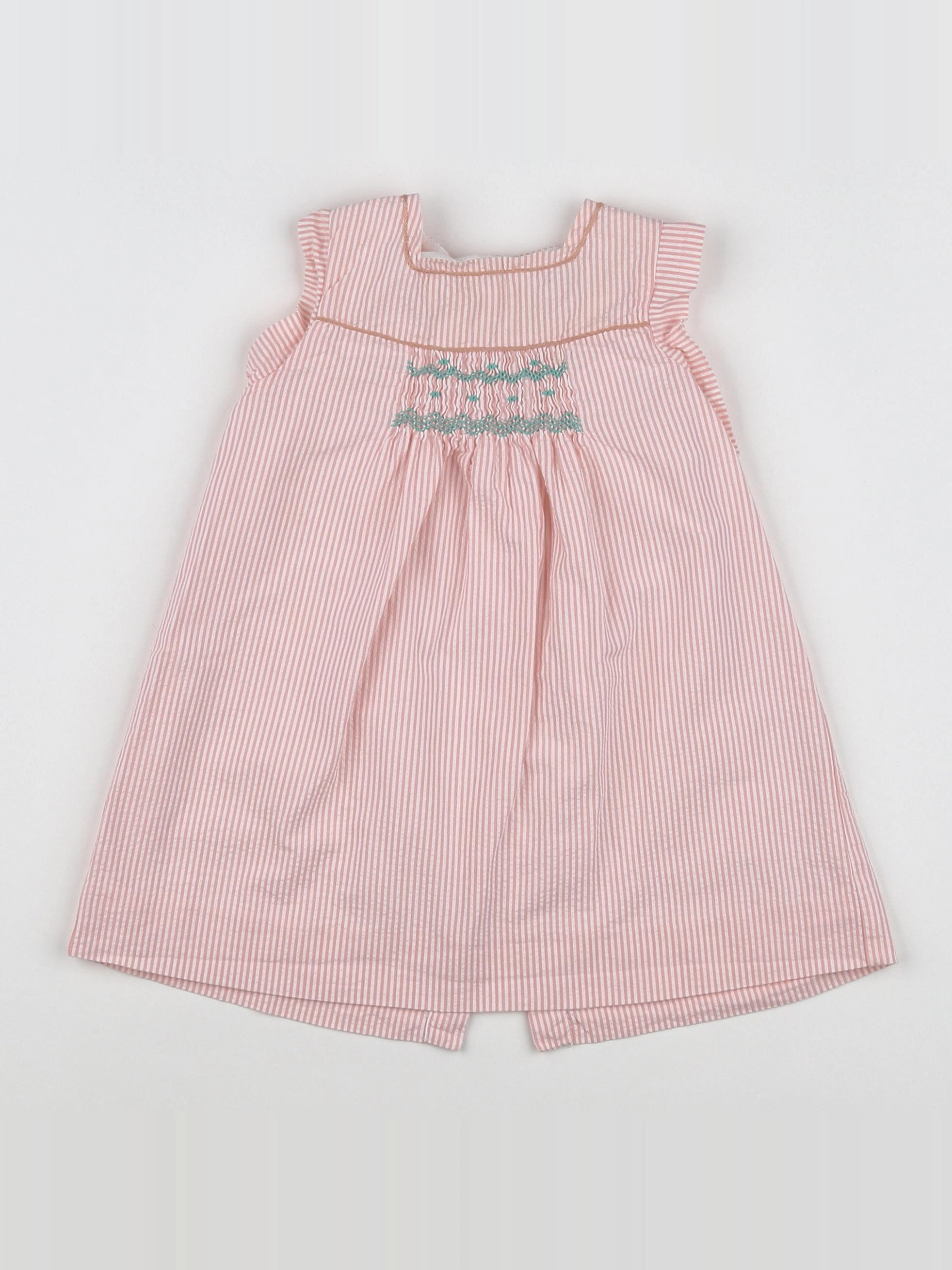 Cyrillus - robe blanc, rose - 12 mois