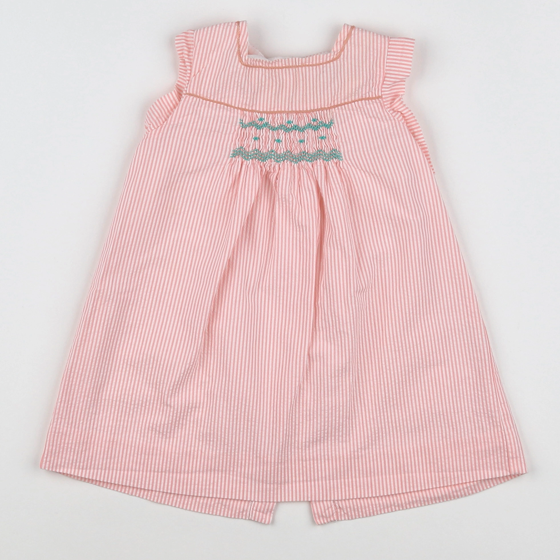 Cyrillus - robe blanc, rose - 12 mois