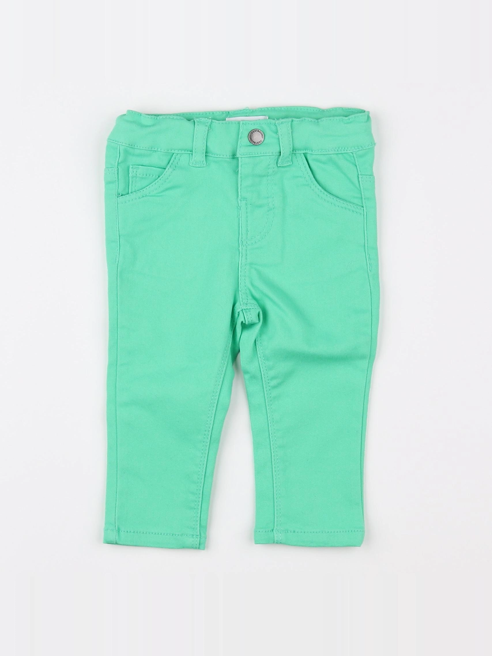 Vertbaudet - pantalon vert fluo - 9 mois
