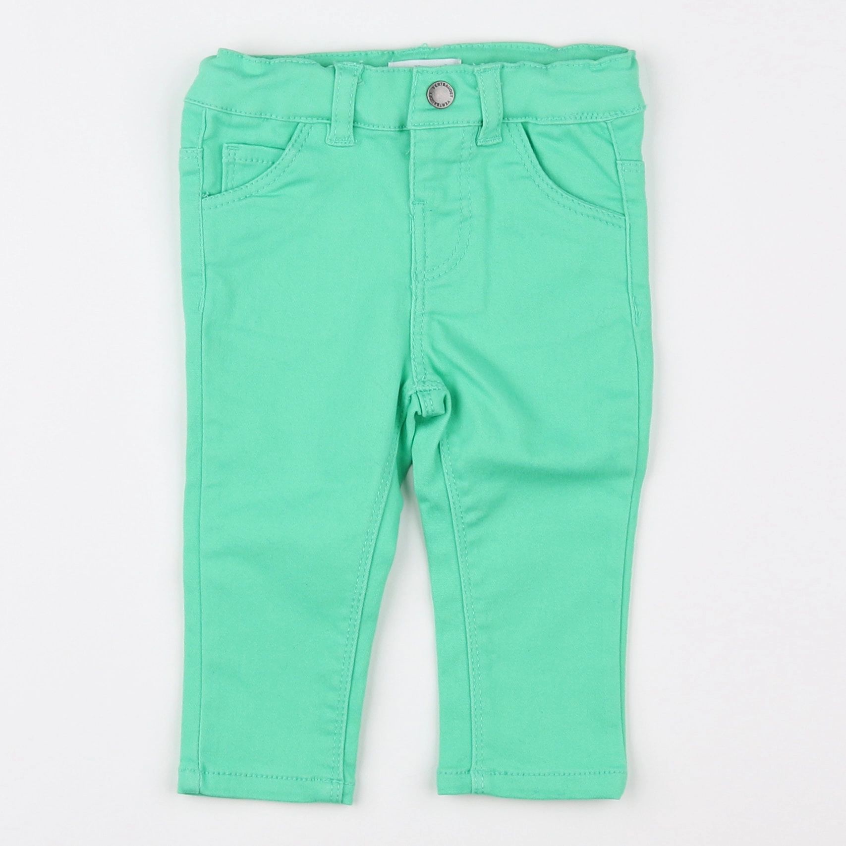 Vertbaudet - pantalon vert fluo - 9 mois