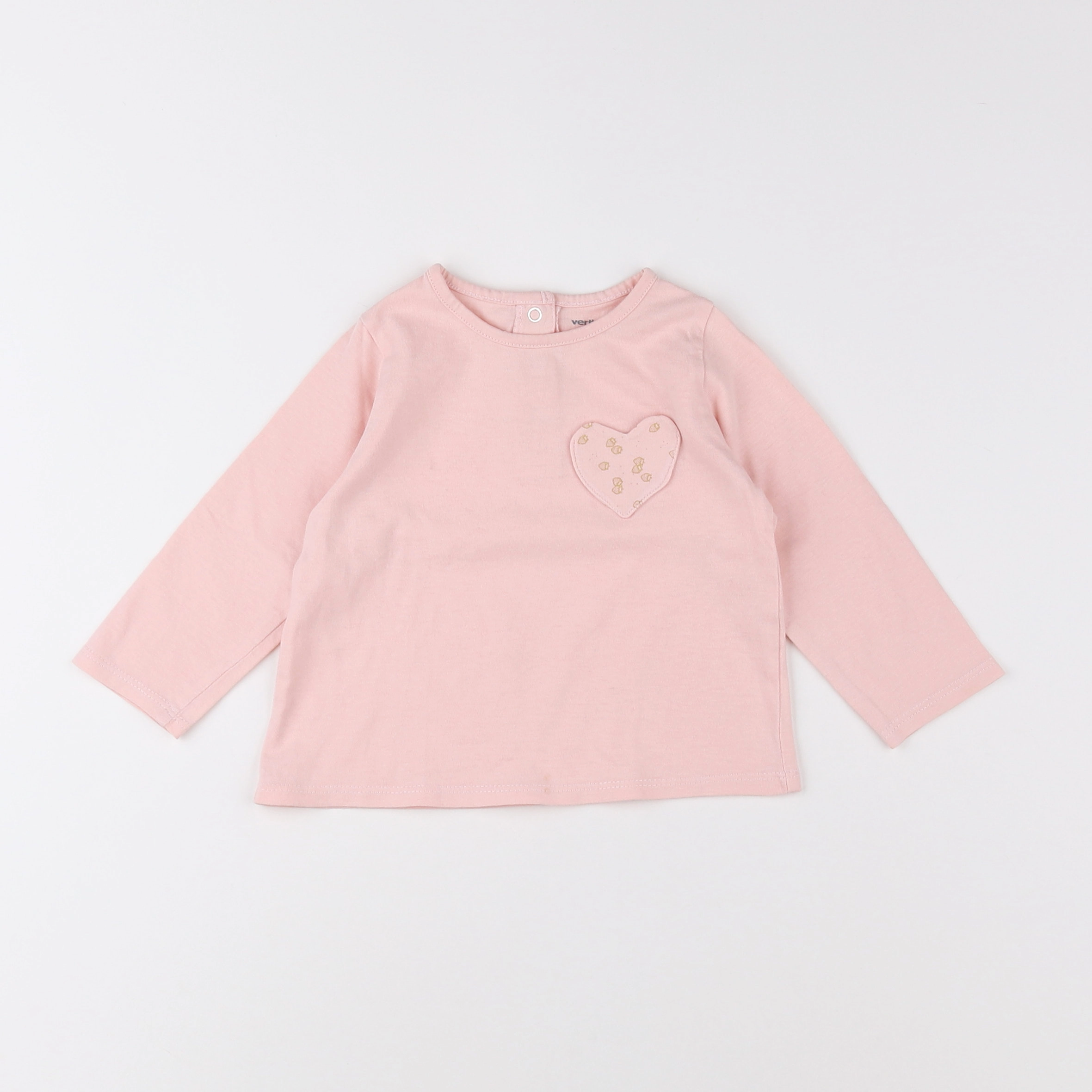 Vertbaudet - tee-shirt rose, or - 12 mois