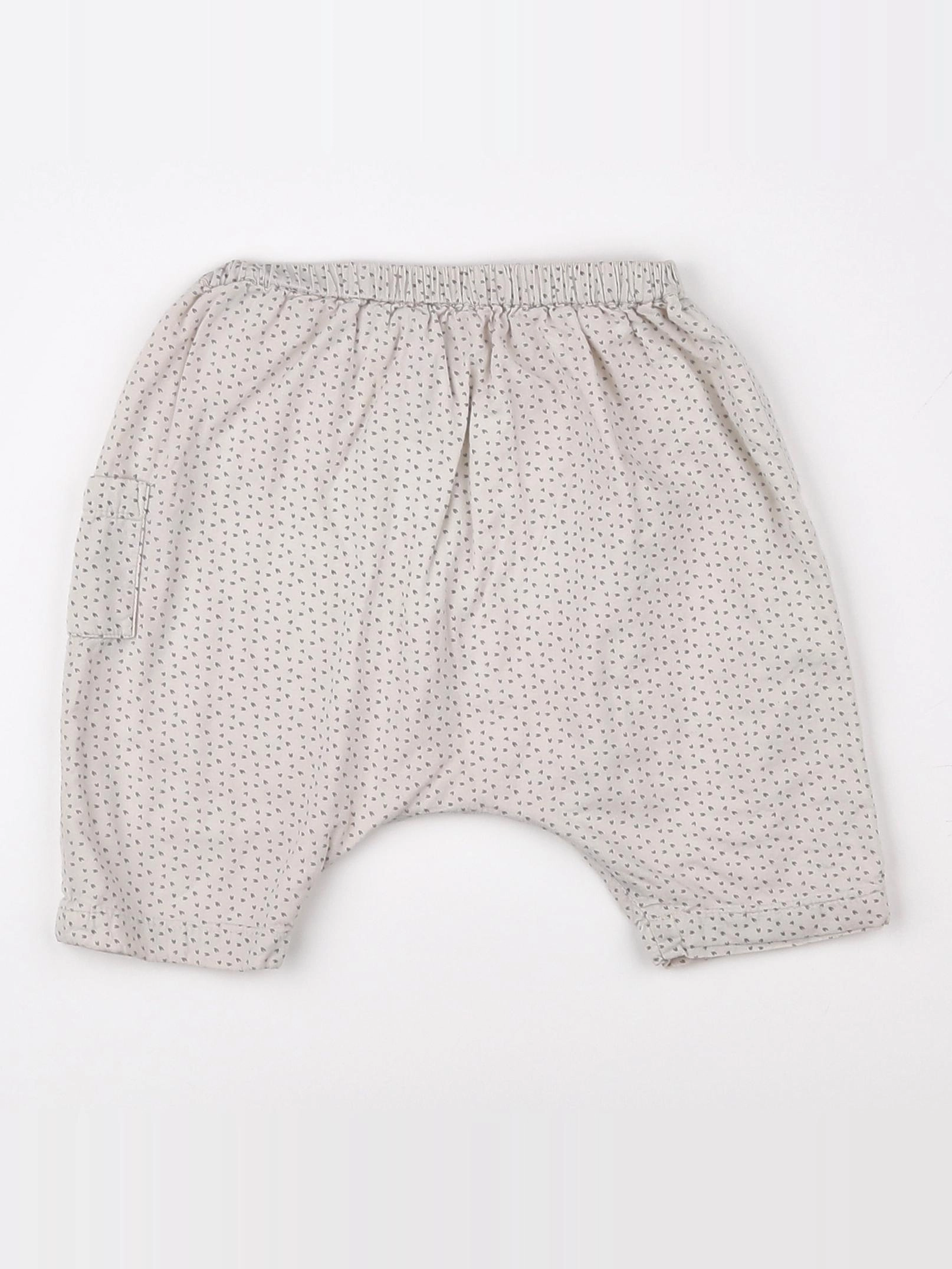 Boutchou - sarouel doublé blanc, gris - 3 mois
