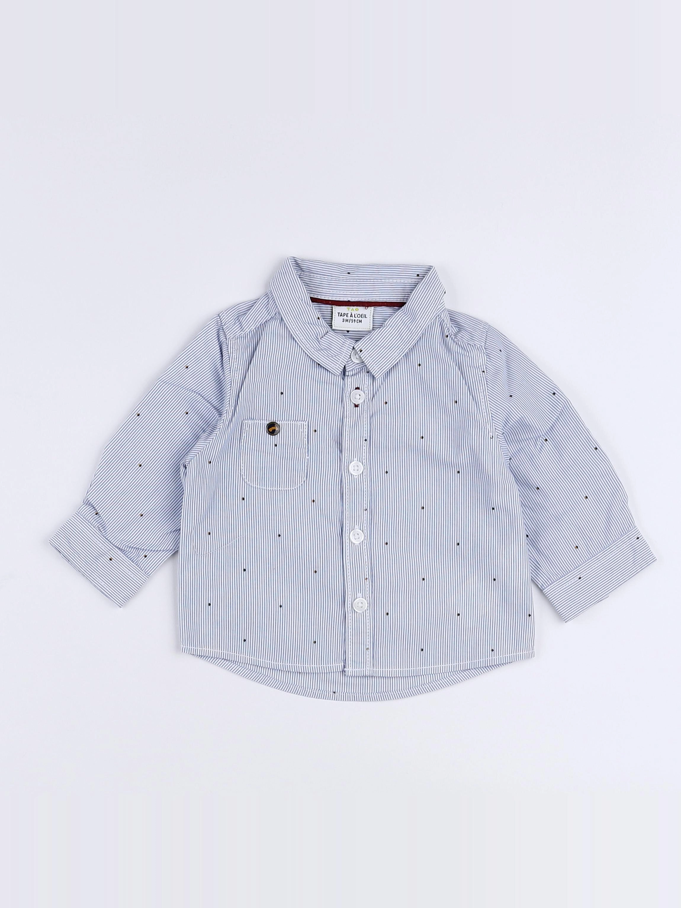 Tape à l'oeil - chemise blanc, bleu - 3 mois