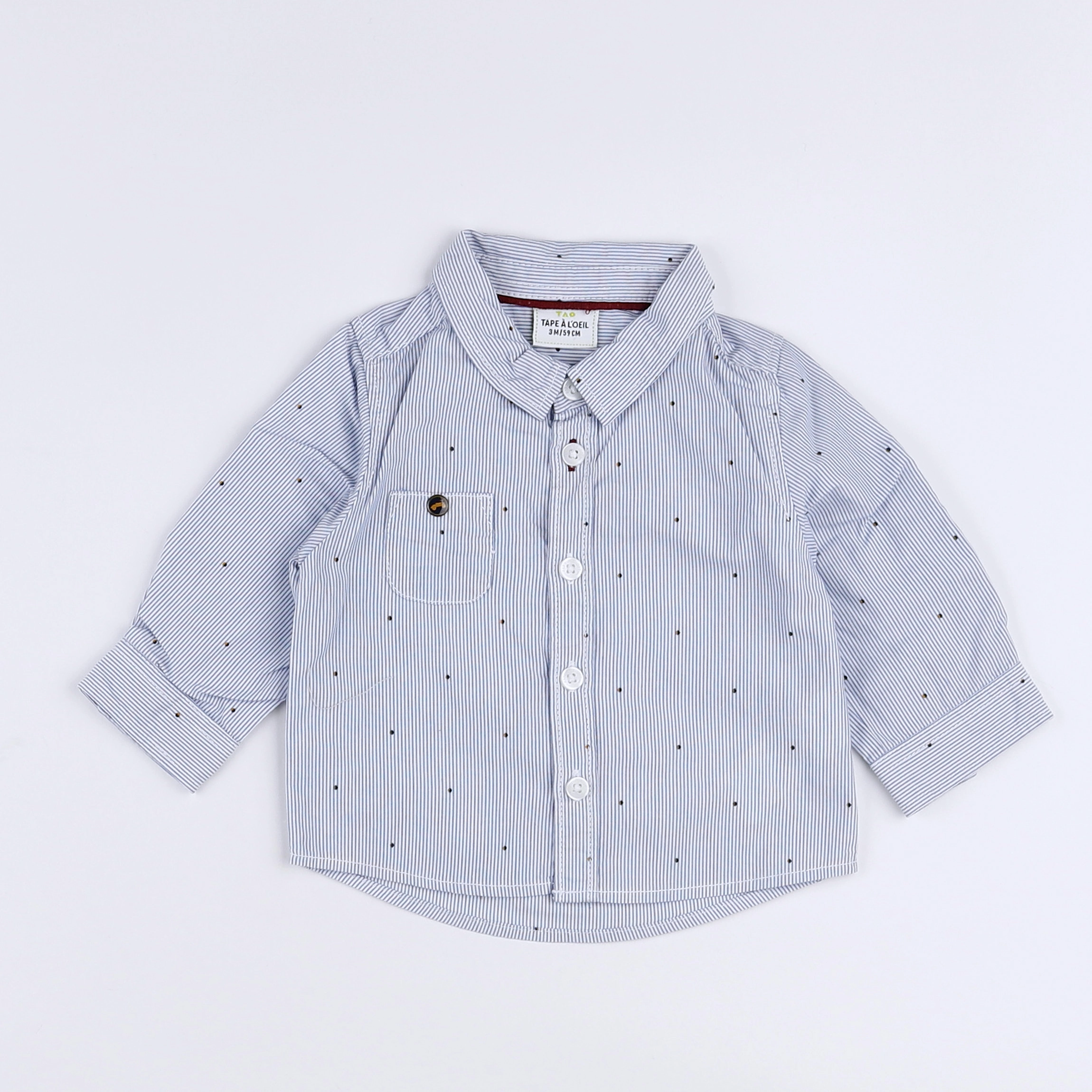 Tape à l'oeil - chemise blanc, bleu - 3 mois