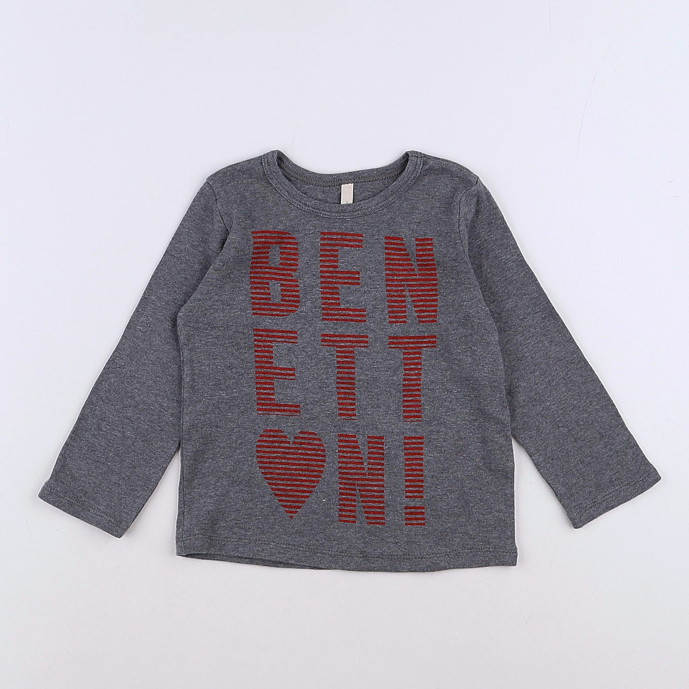 Benetton - tee-shirt gris, rouge - 6 mois