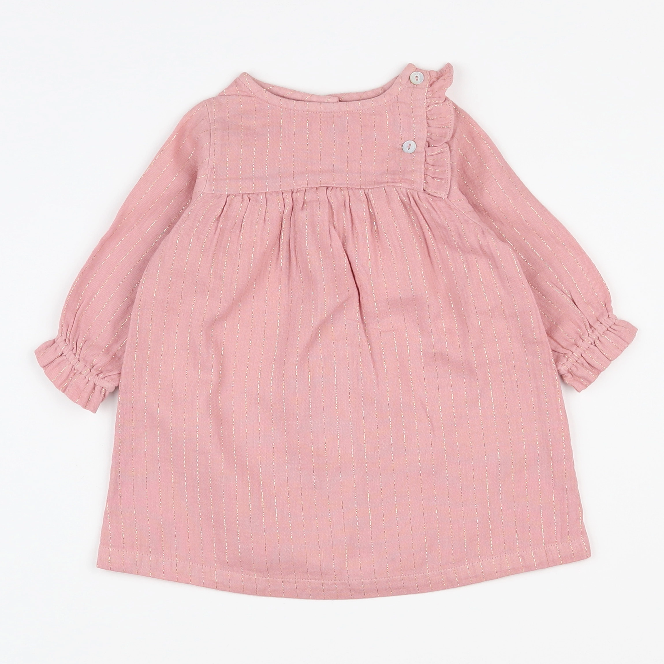 Bonton - robe or, rose (neuf) - 6 mois