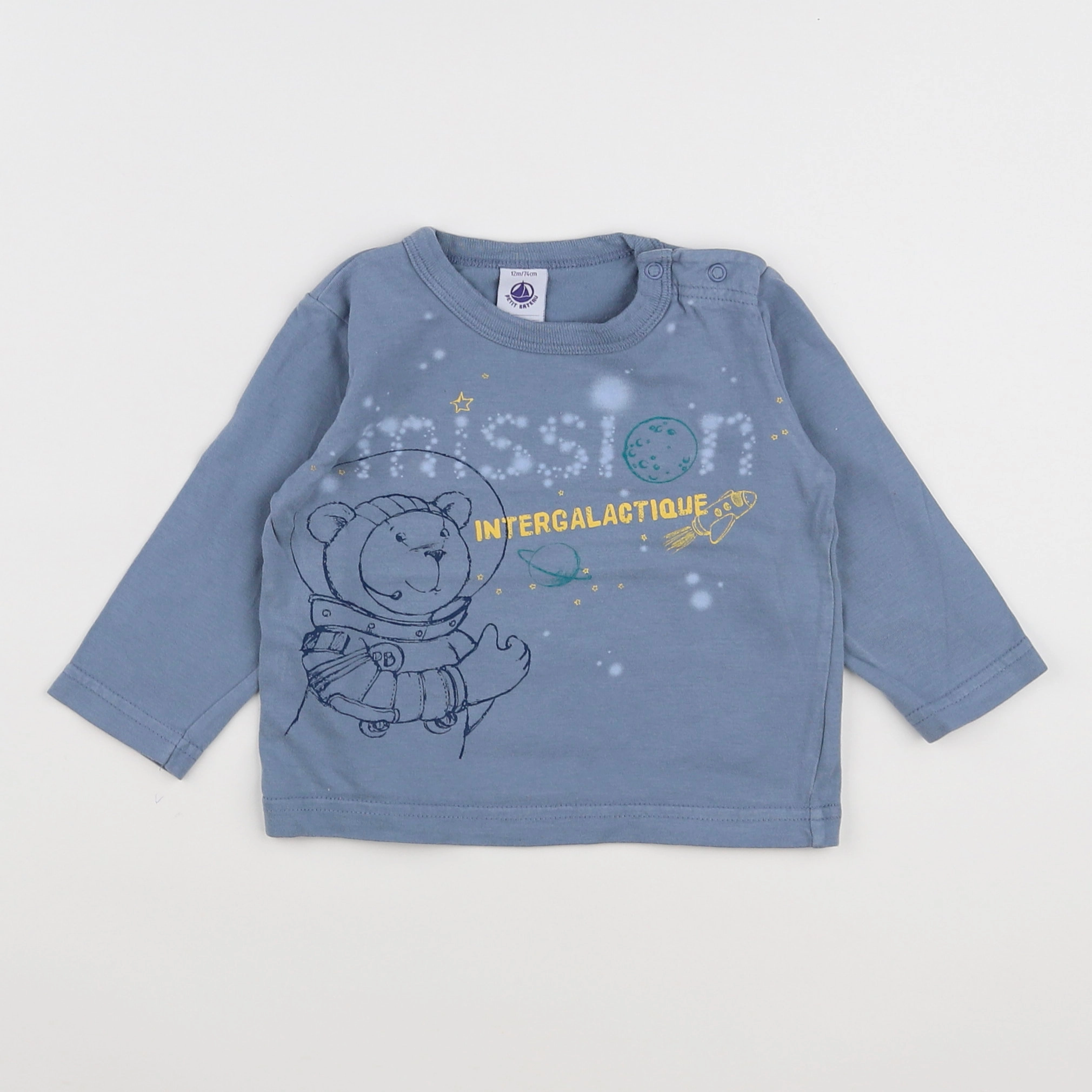 Petit Bateau - tee-shirt bleu - 12 mois