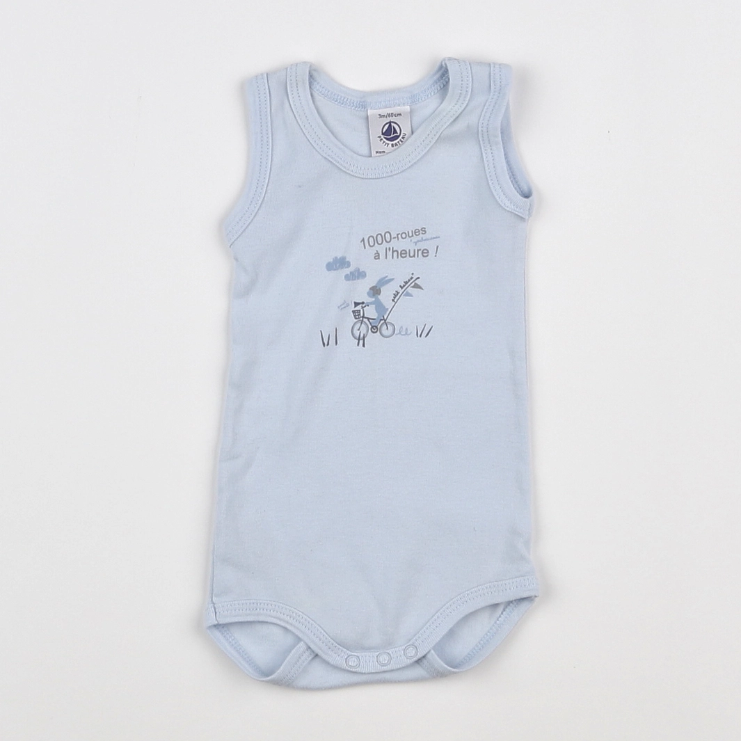 Petit Bateau - body bleu - 3 mois