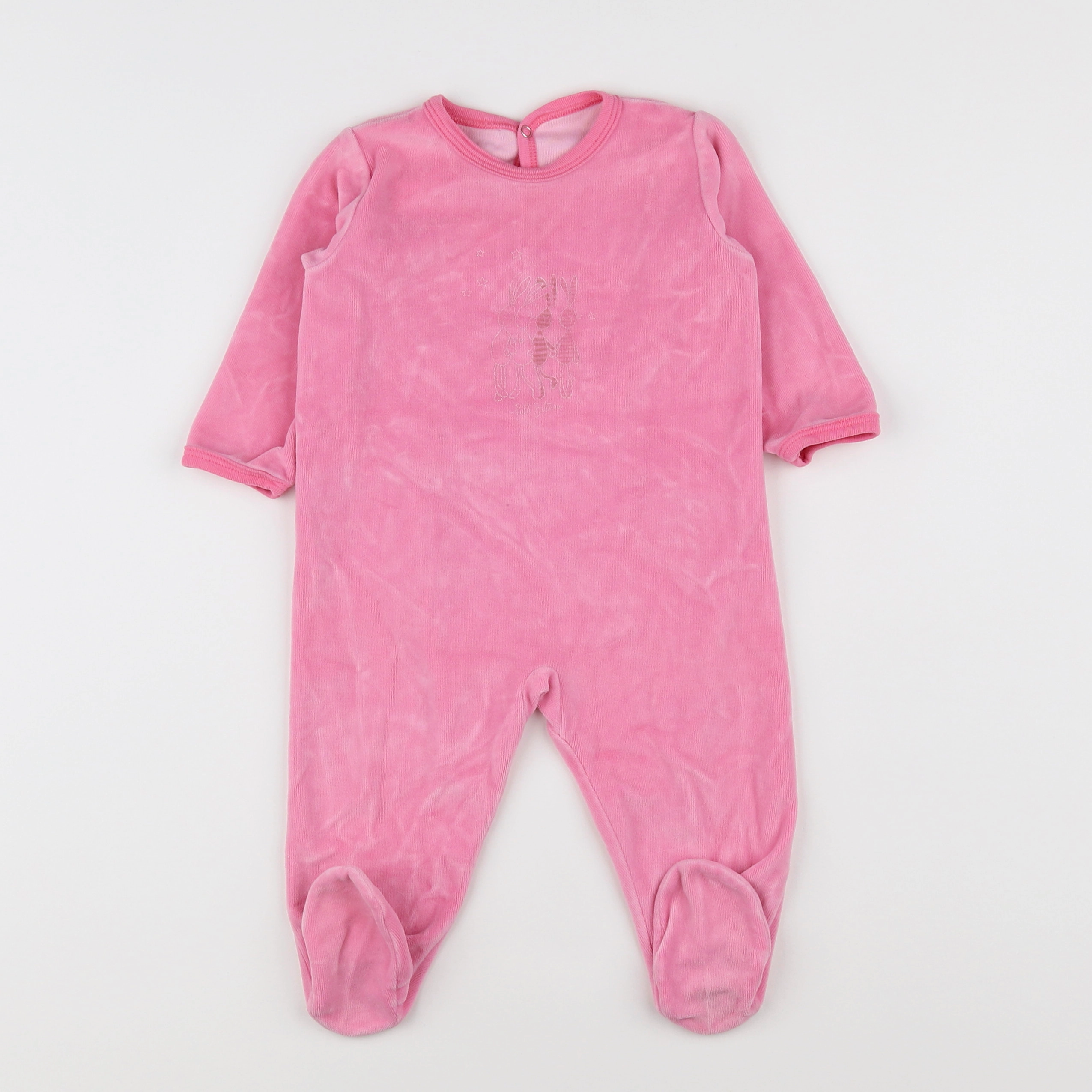 Petit Bateau - pyjama velours rose - 12 mois