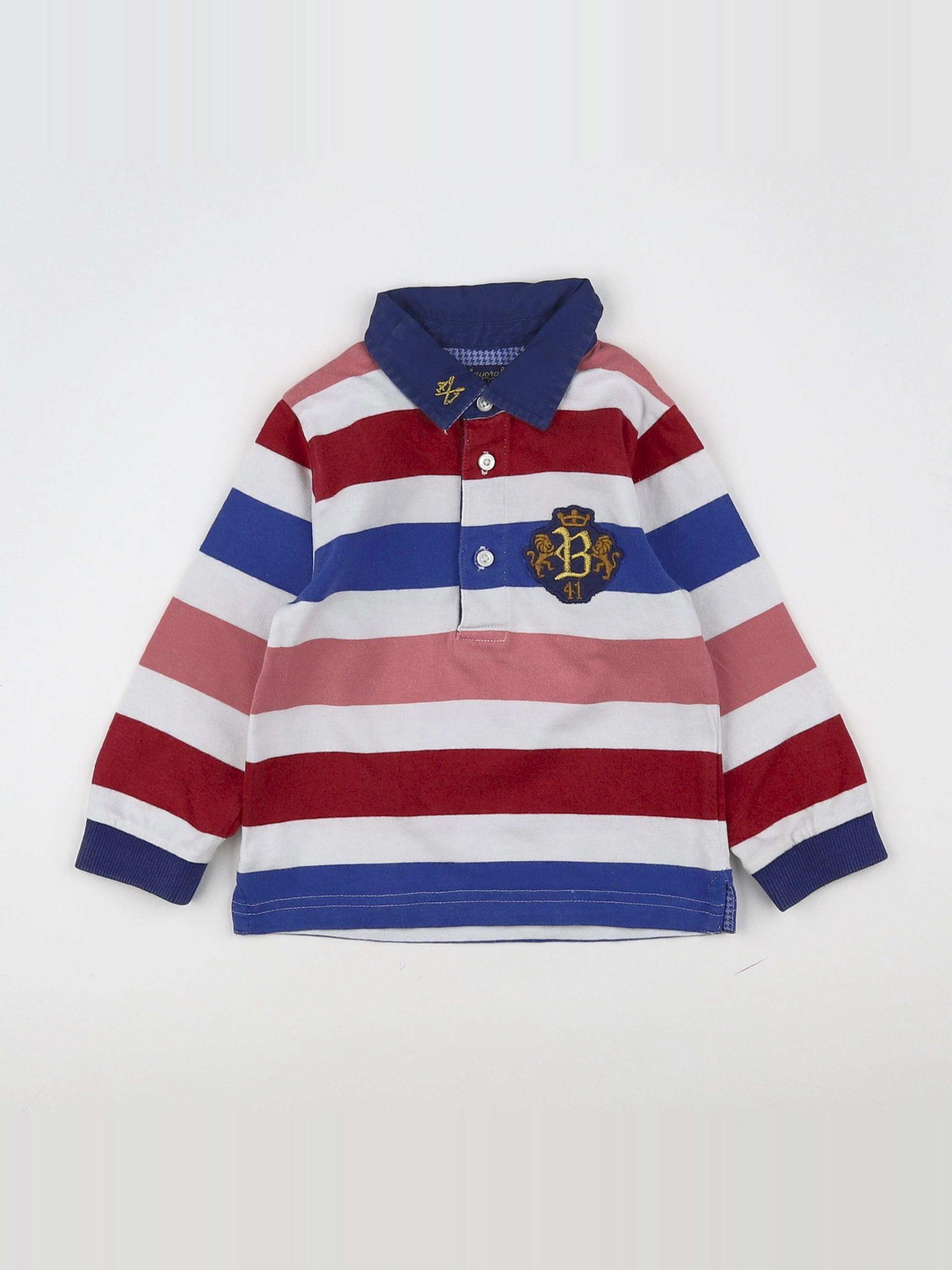 Mayoral - polo bleu, rose - 12 mois