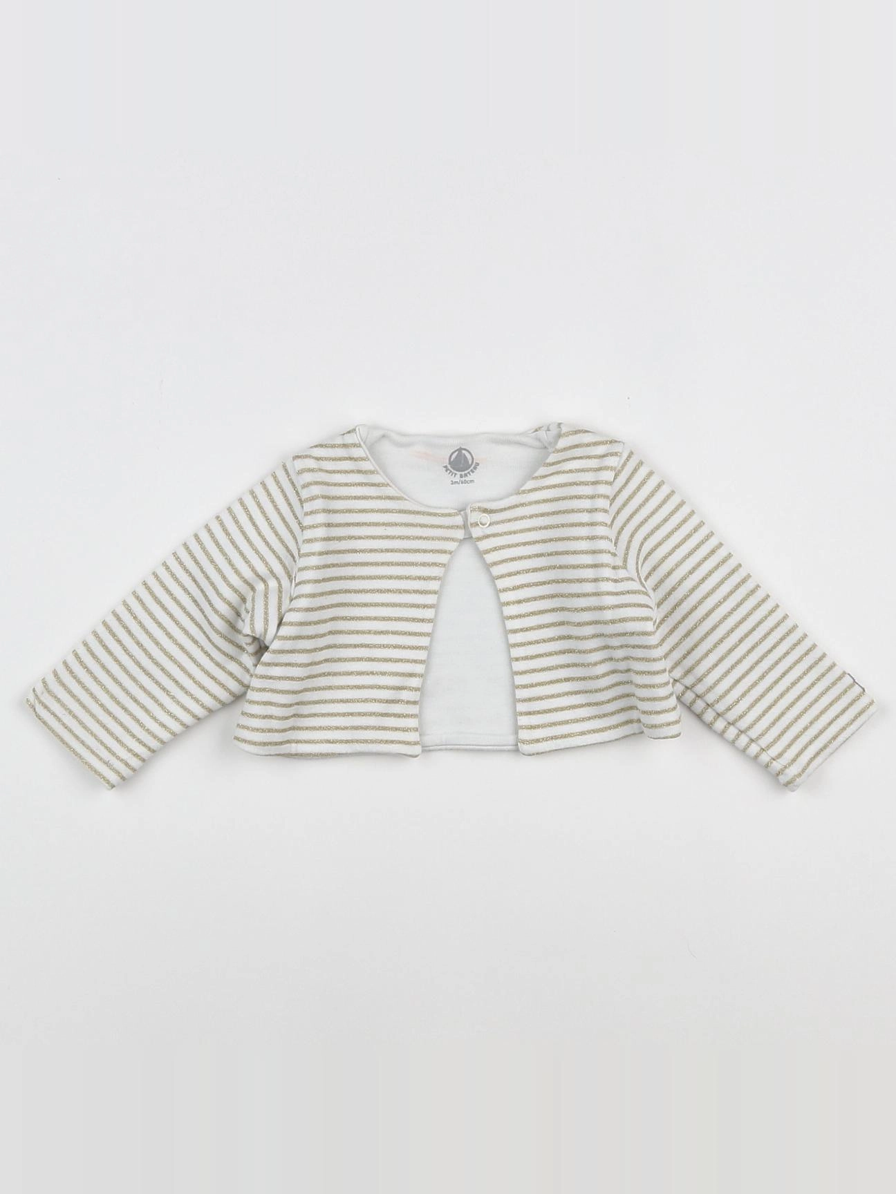 Petit Bateau - sweat blanc, or - 3 mois