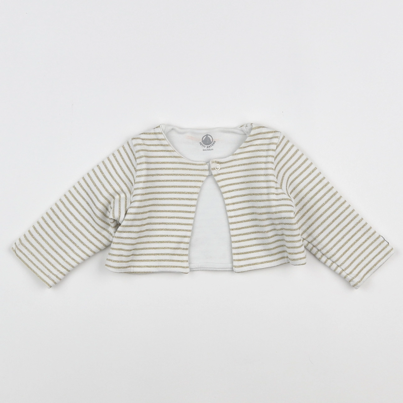 Petit Bateau - sweat blanc, or - 3 mois