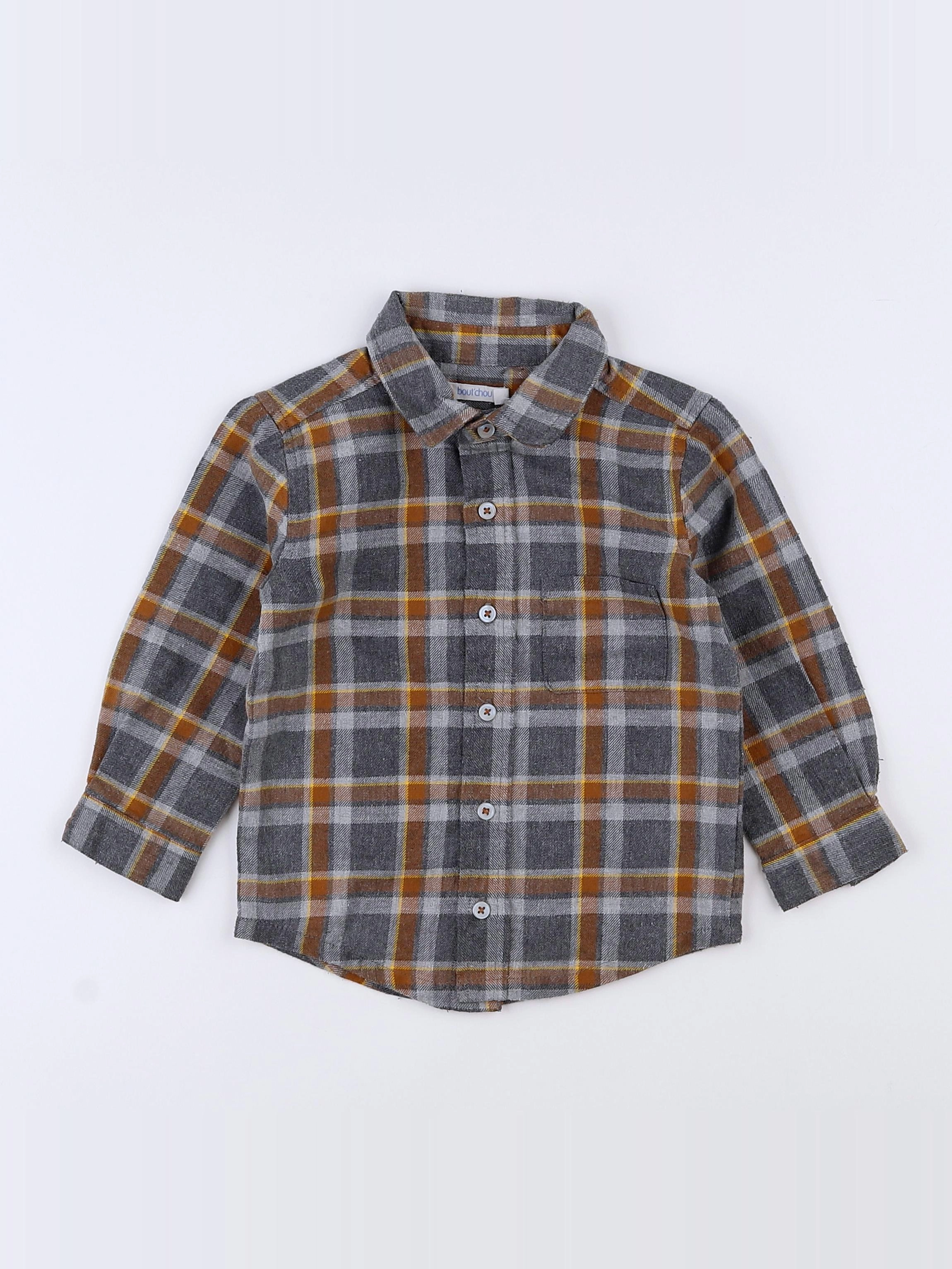 Boutchou - chemise gris, marron - 12 mois