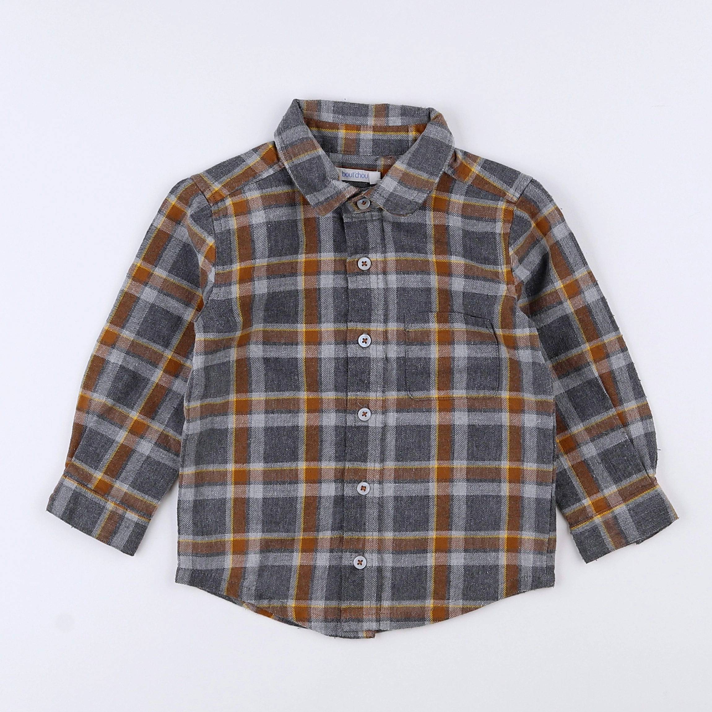 Boutchou - chemise gris, marron - 12 mois