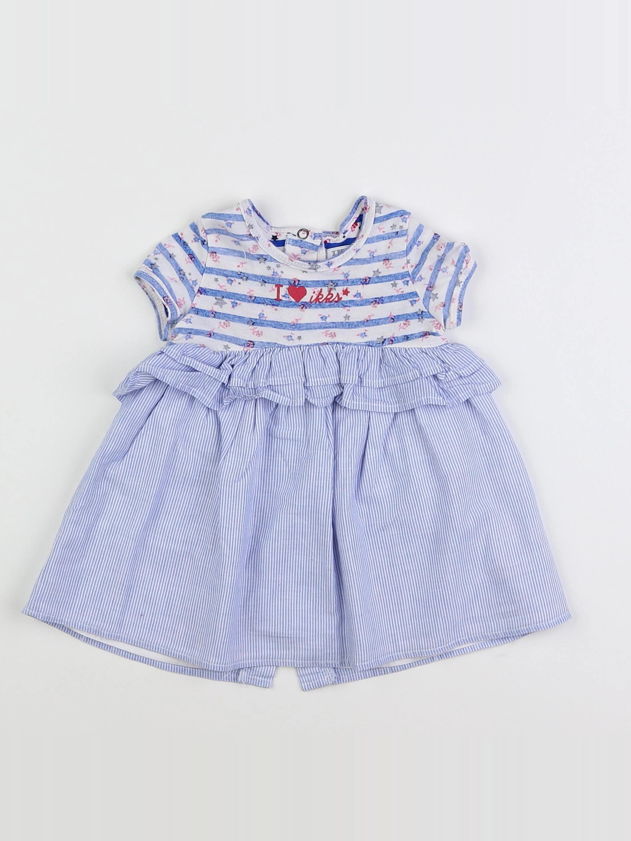 IKKS - robe blanc, bleu - 6 mois