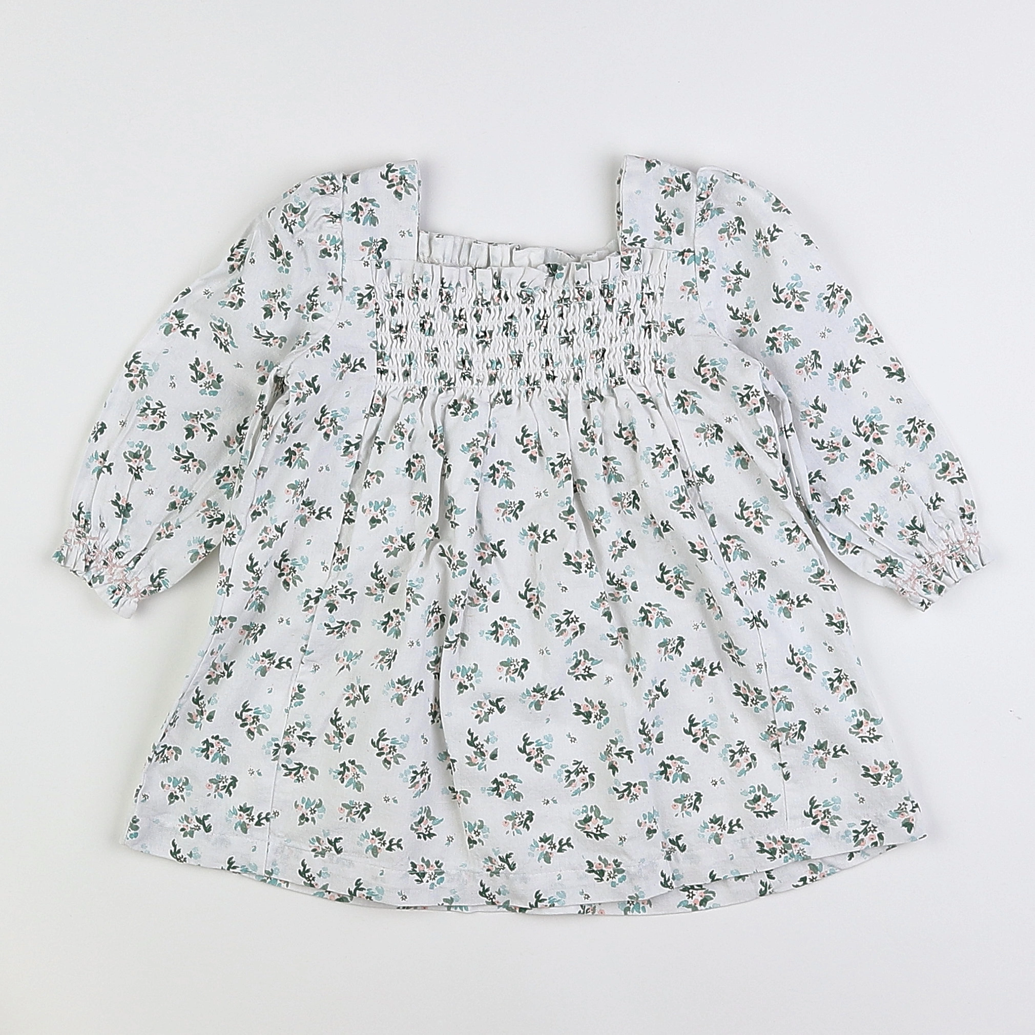 Vertbaudet - robe blanc, rose, vert - 9 mois