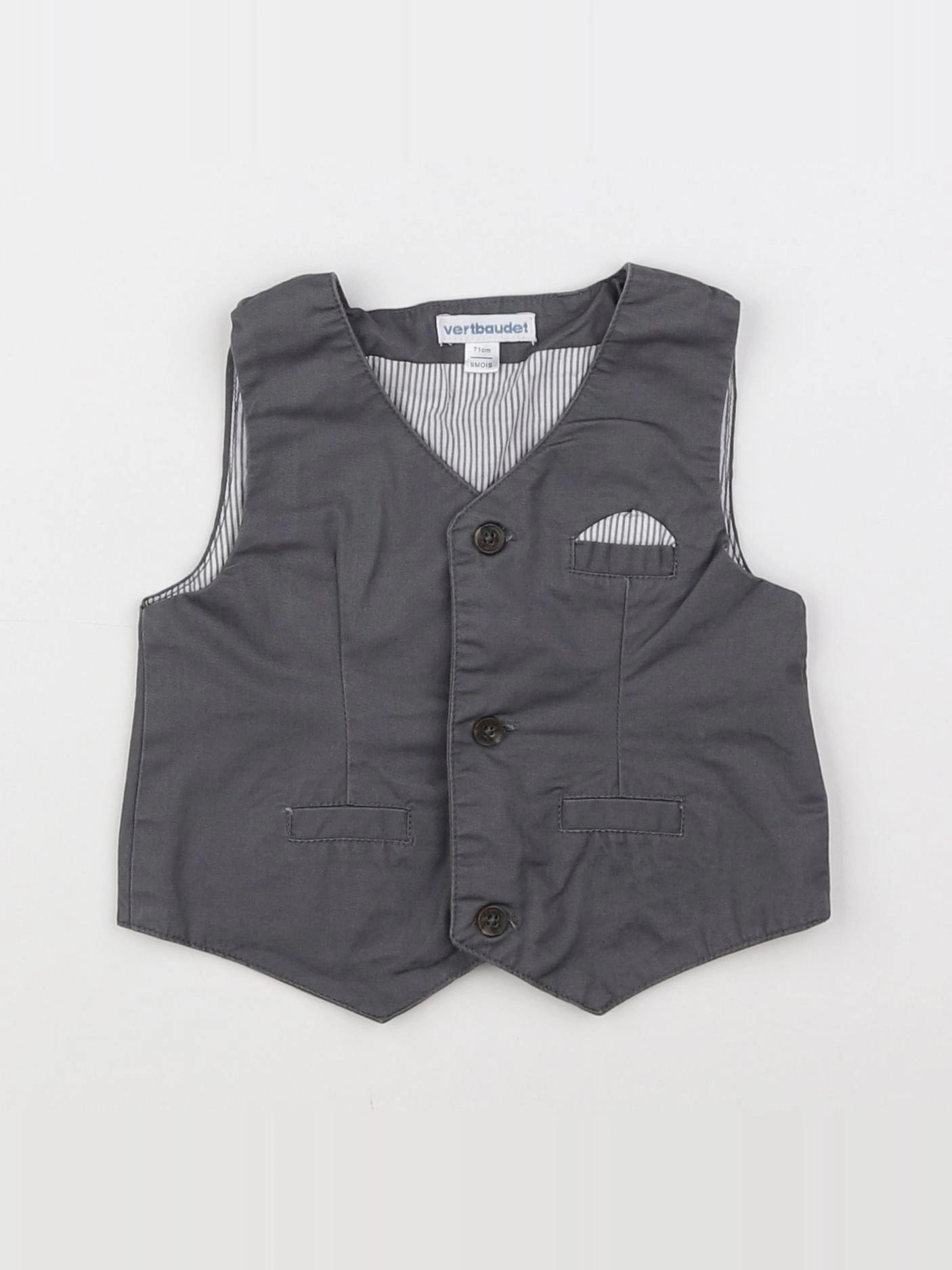 Vertbaudet - gilet gris - 9 mois