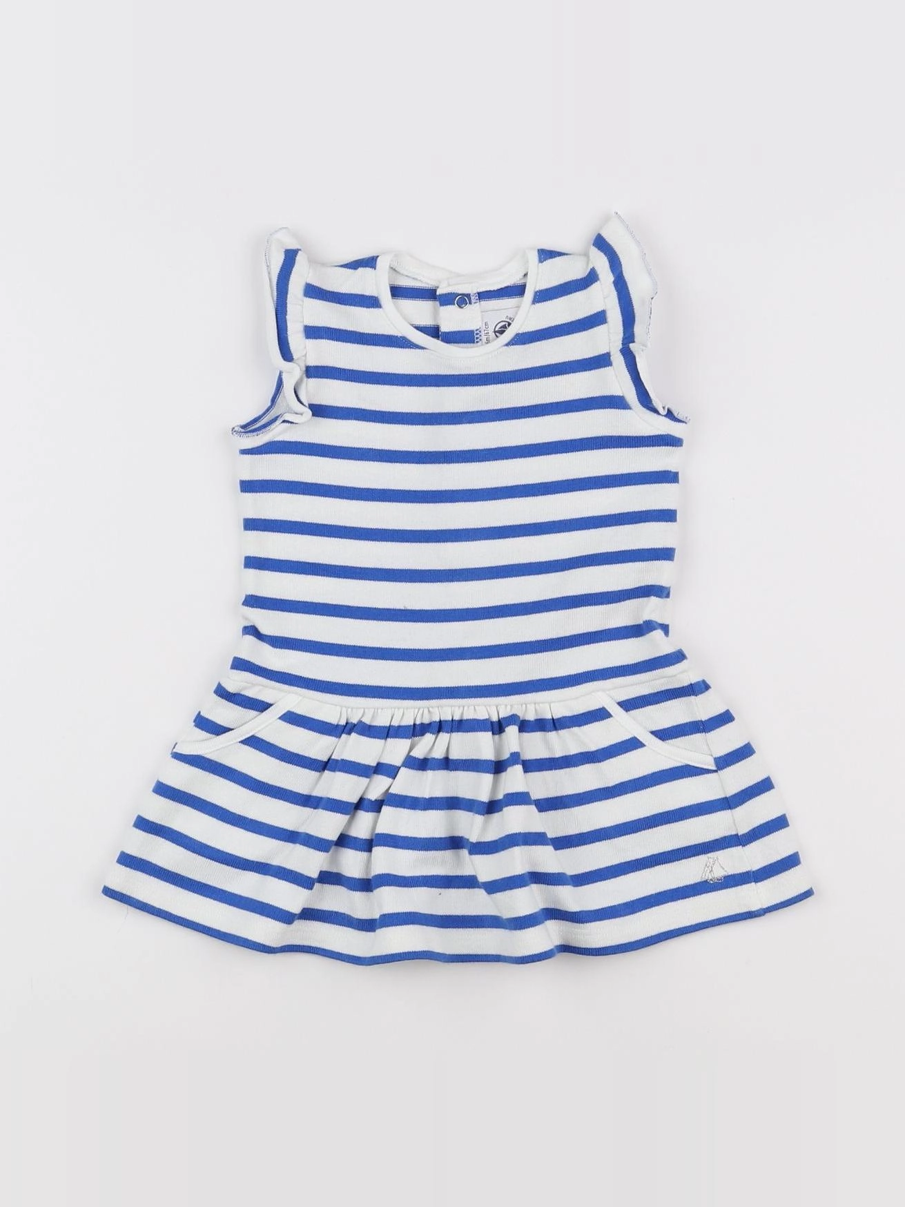 Petit Bateau - robe blanc, bleu - 6 mois