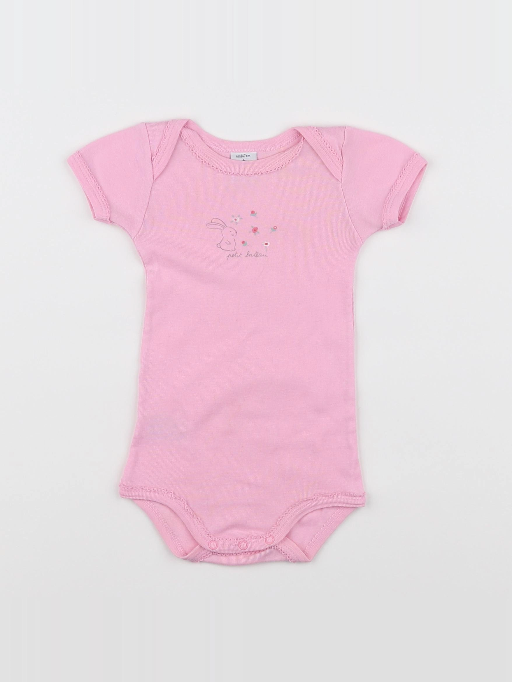 Petit Bateau - body rose - 6 mois