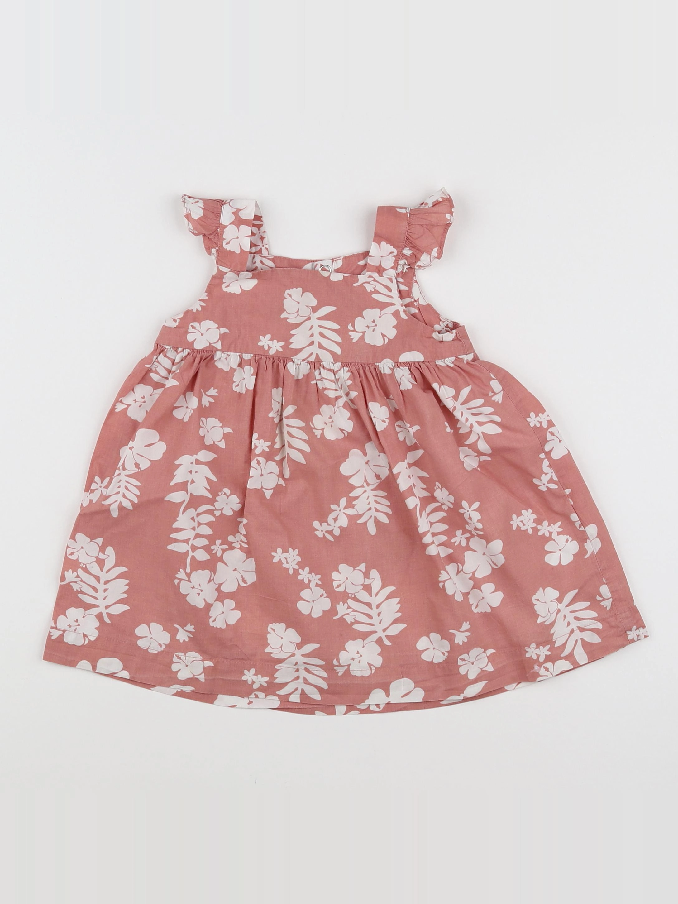 Petit Bateau - robe rose, blanc - 12 mois