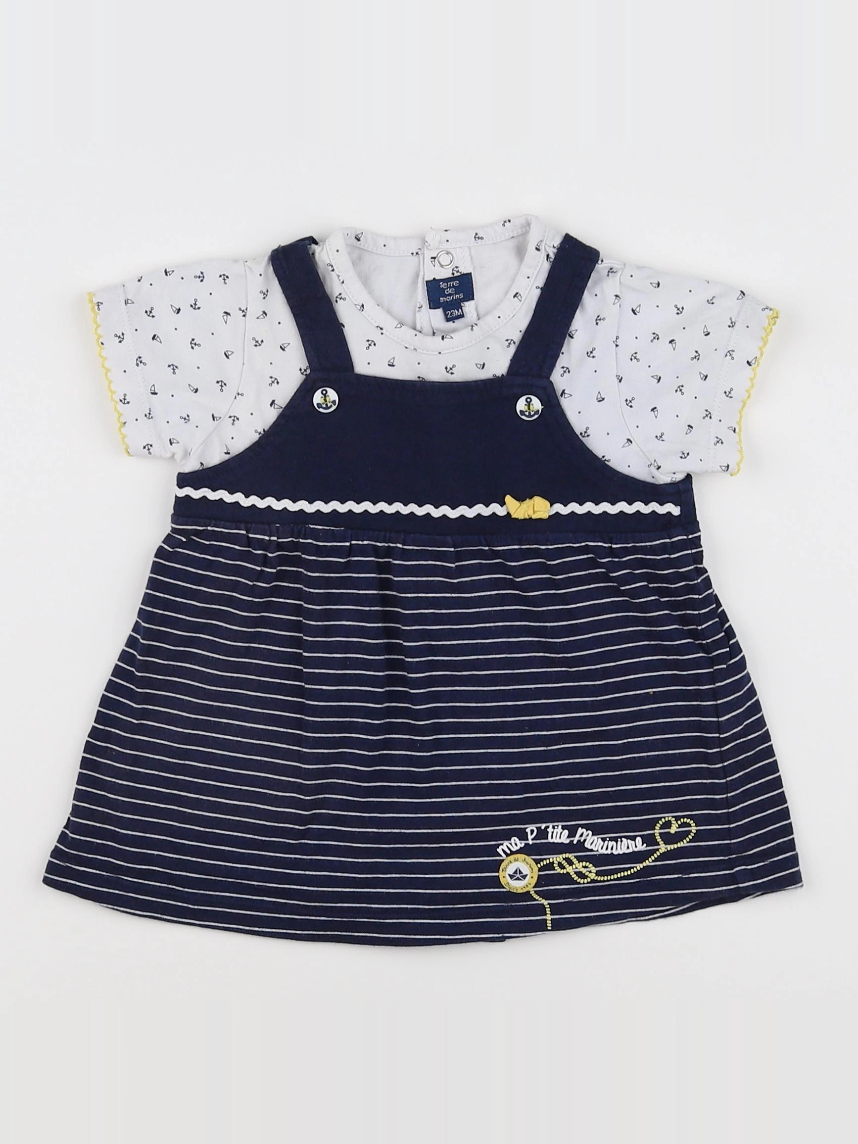 Terre de marins - robe blanc, bleu - 2 ans