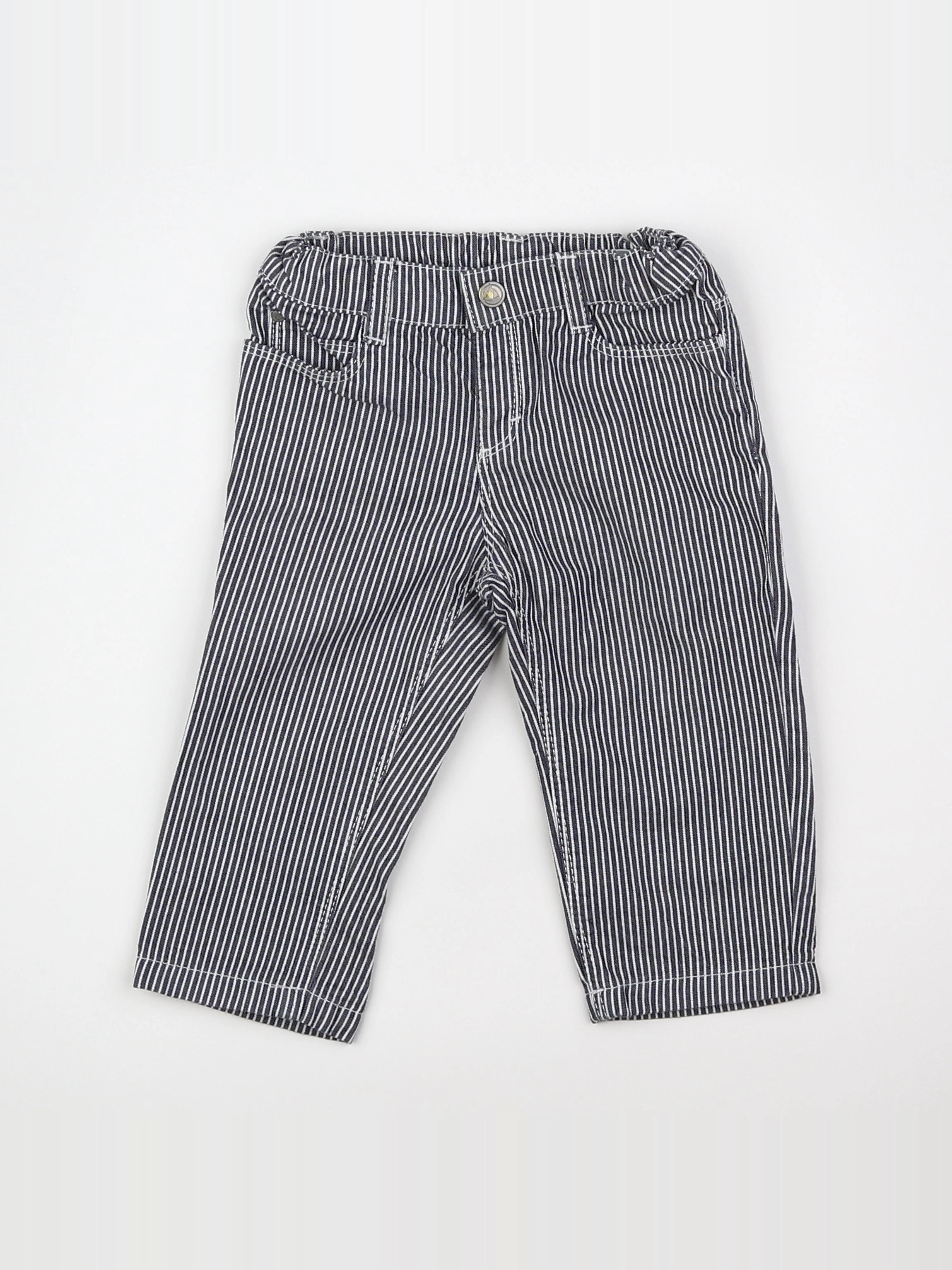 Petit Bateau - pantalon bleu - 12 mois