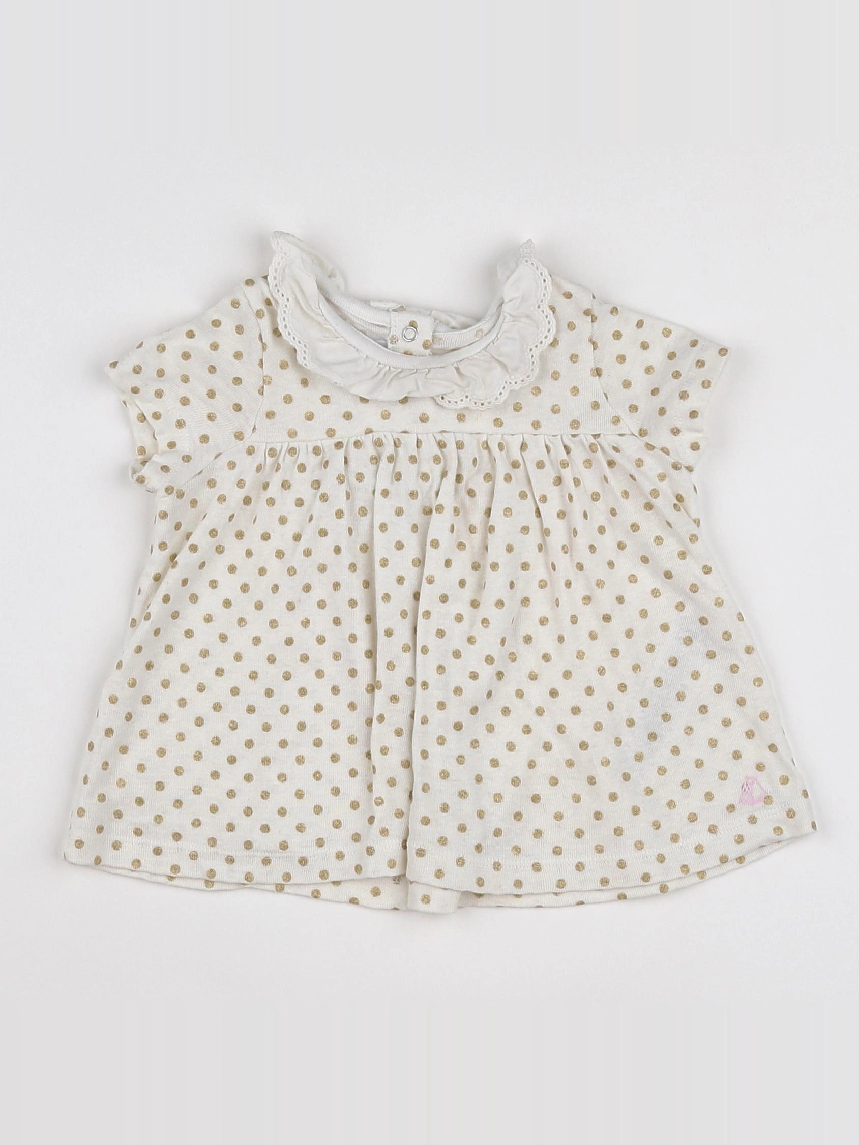 Petit Bateau - tee-shirt blanc, or - 18 mois