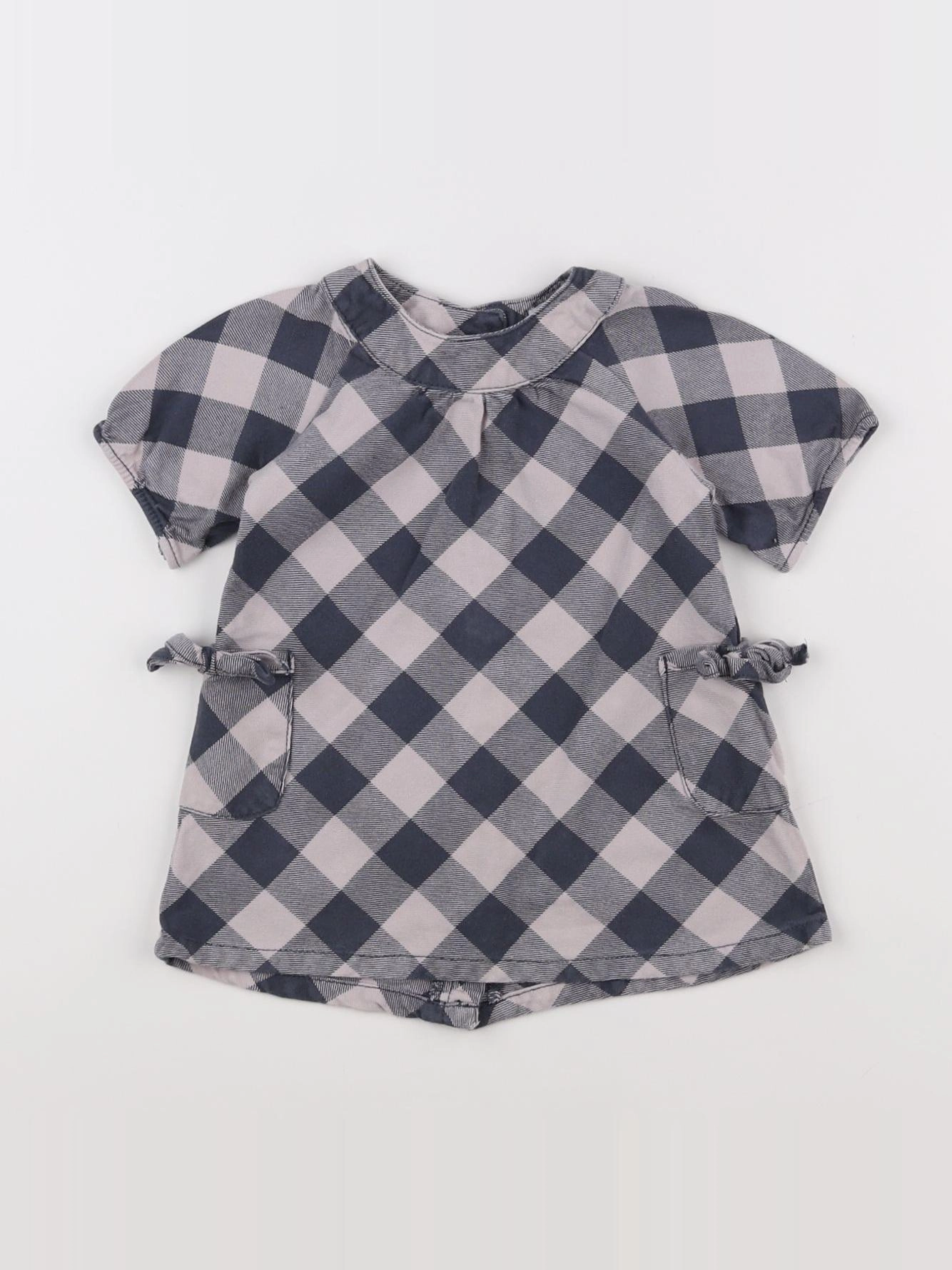 Vertbaudet - robe gris, rose - 12 mois