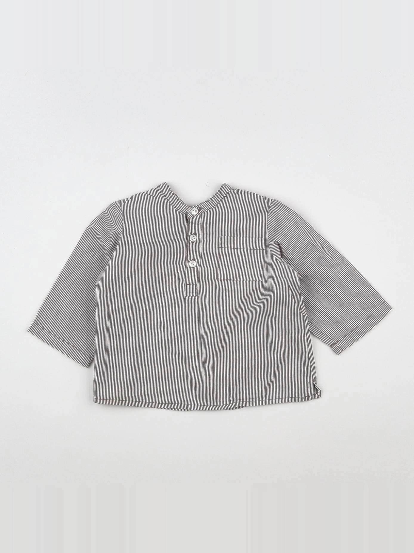 Bonpoint - chemise blanc, gris - 6 mois