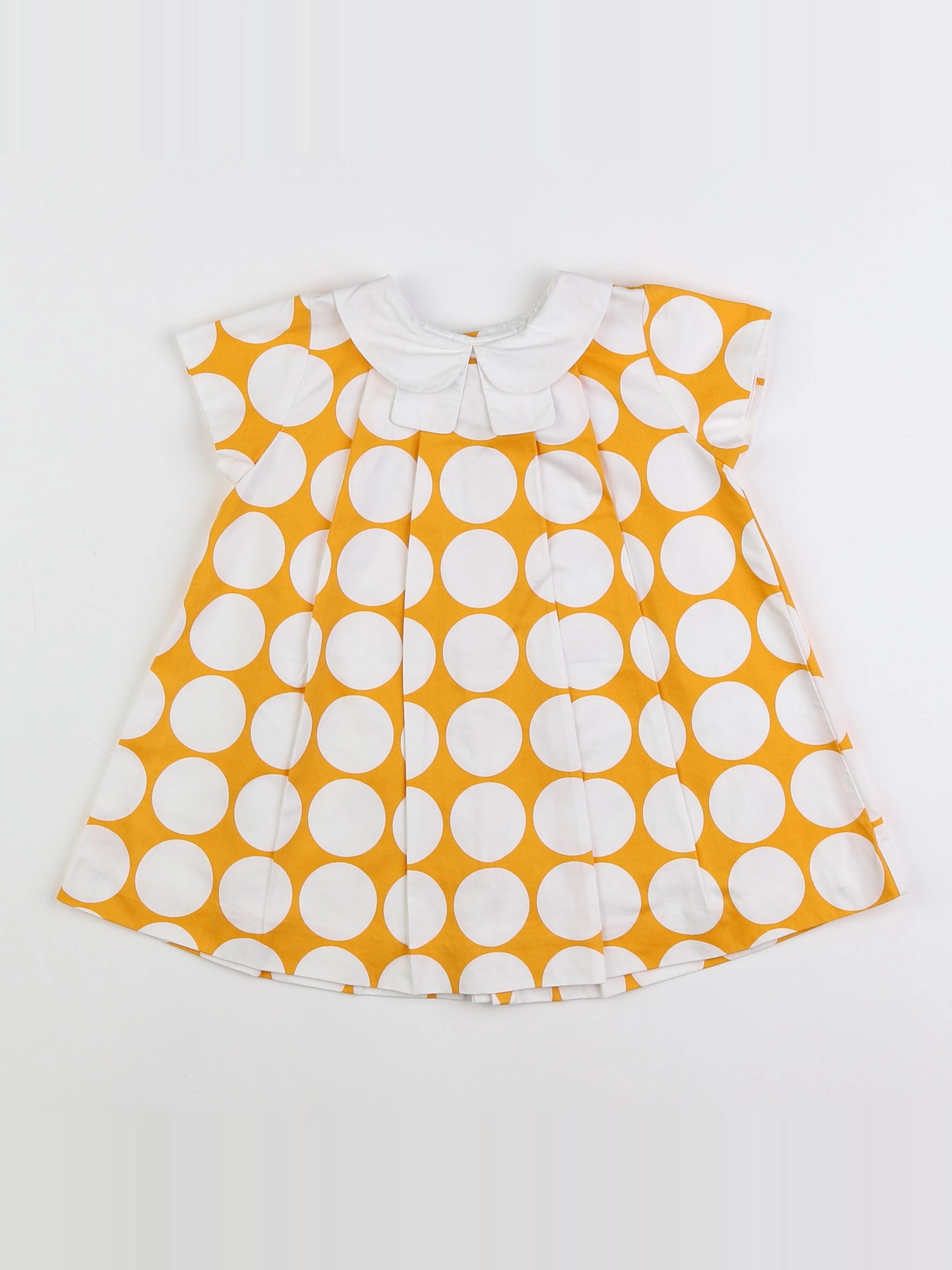Jacadi - robe jaune, blanc - 18 mois