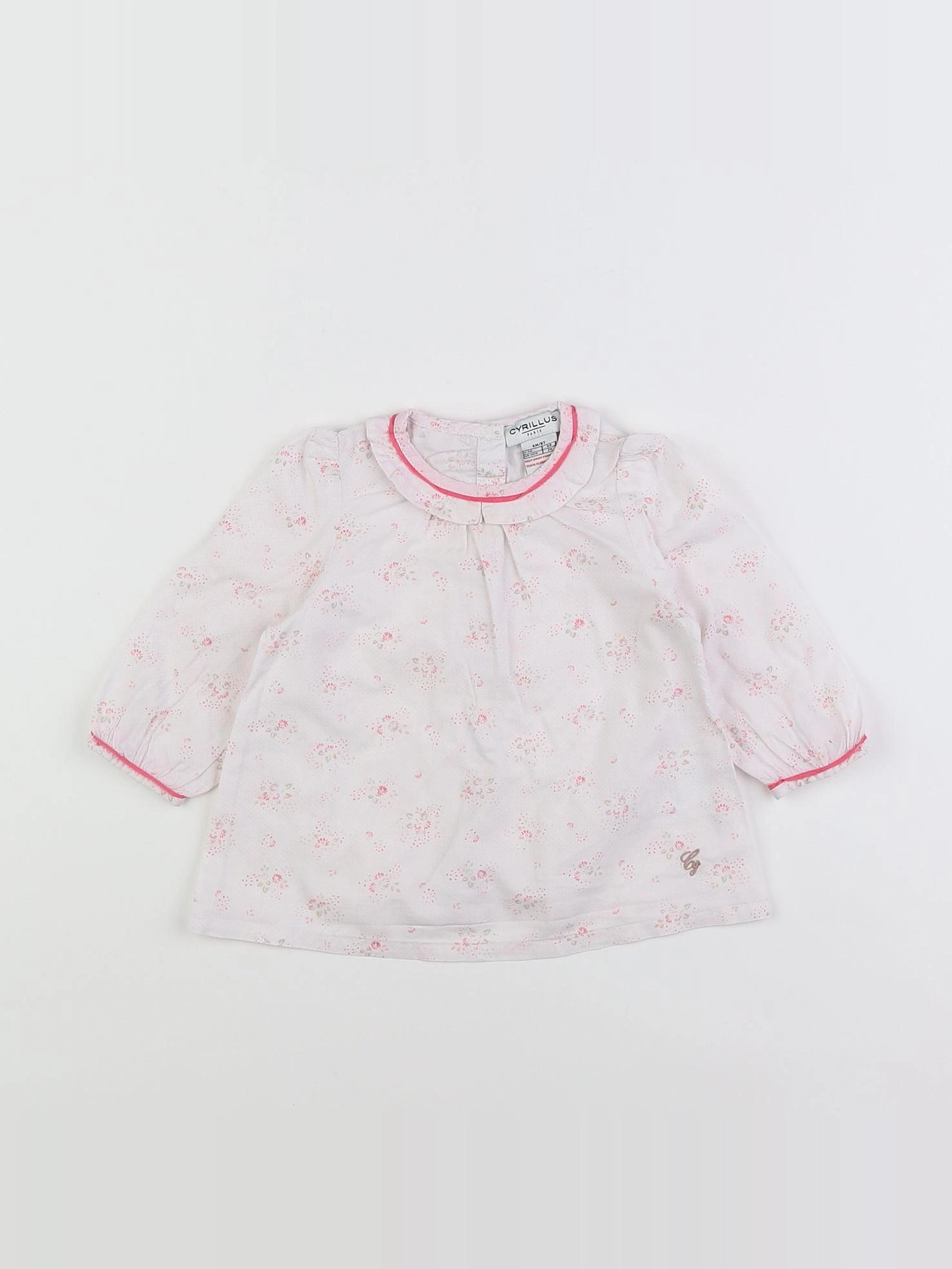 Cyrillus - blouse blanc, rose - 6 mois