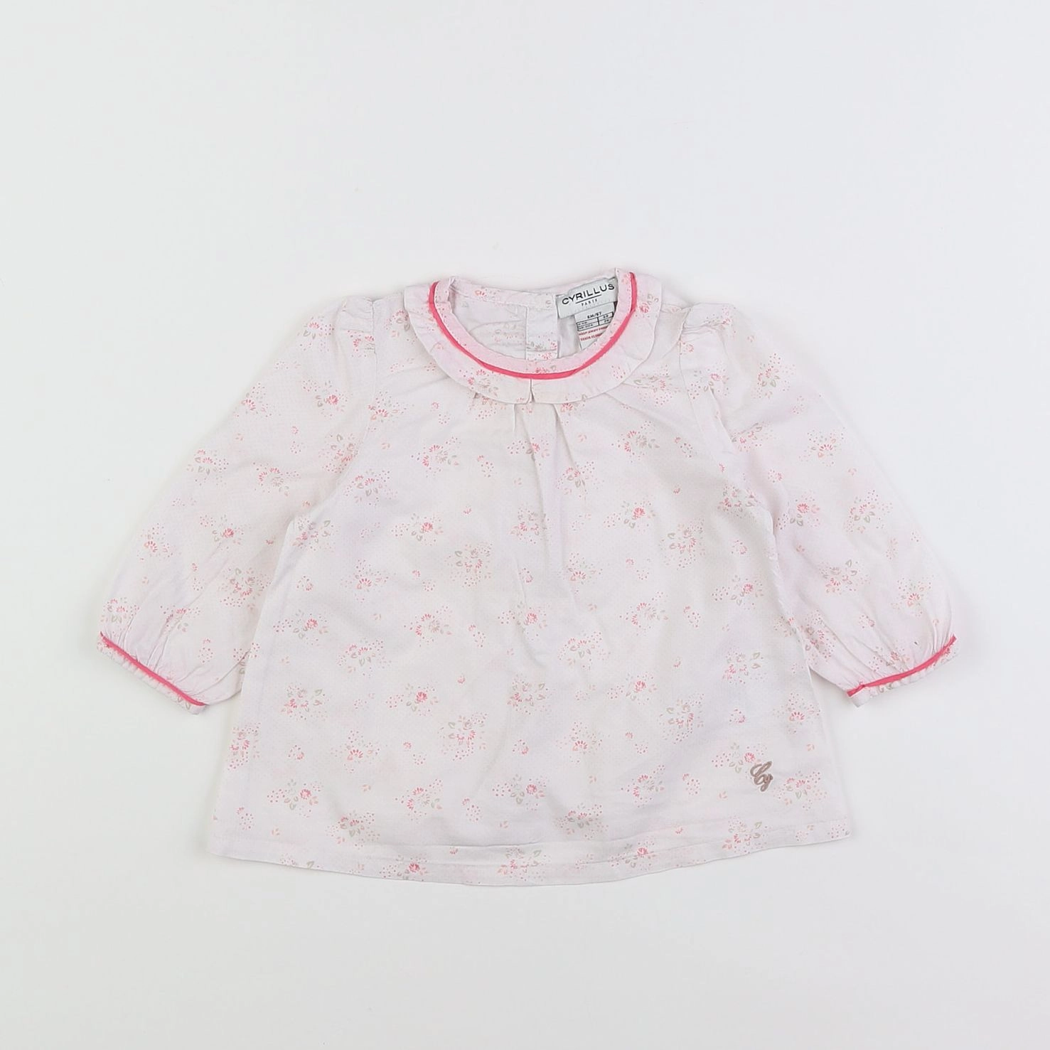 Cyrillus - blouse blanc, rose - 6 mois