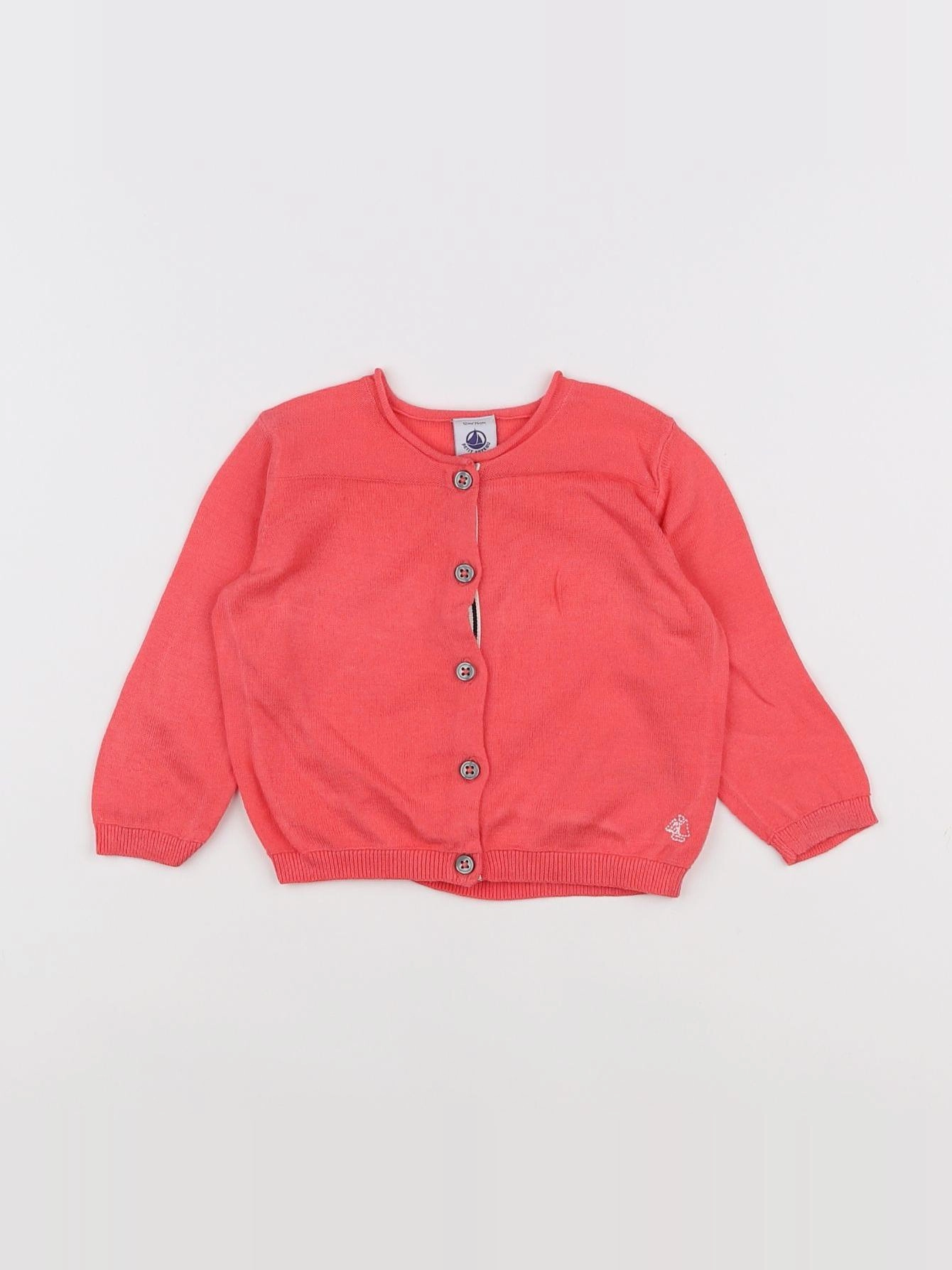 Petit Bateau - gilet rose - 12 mois