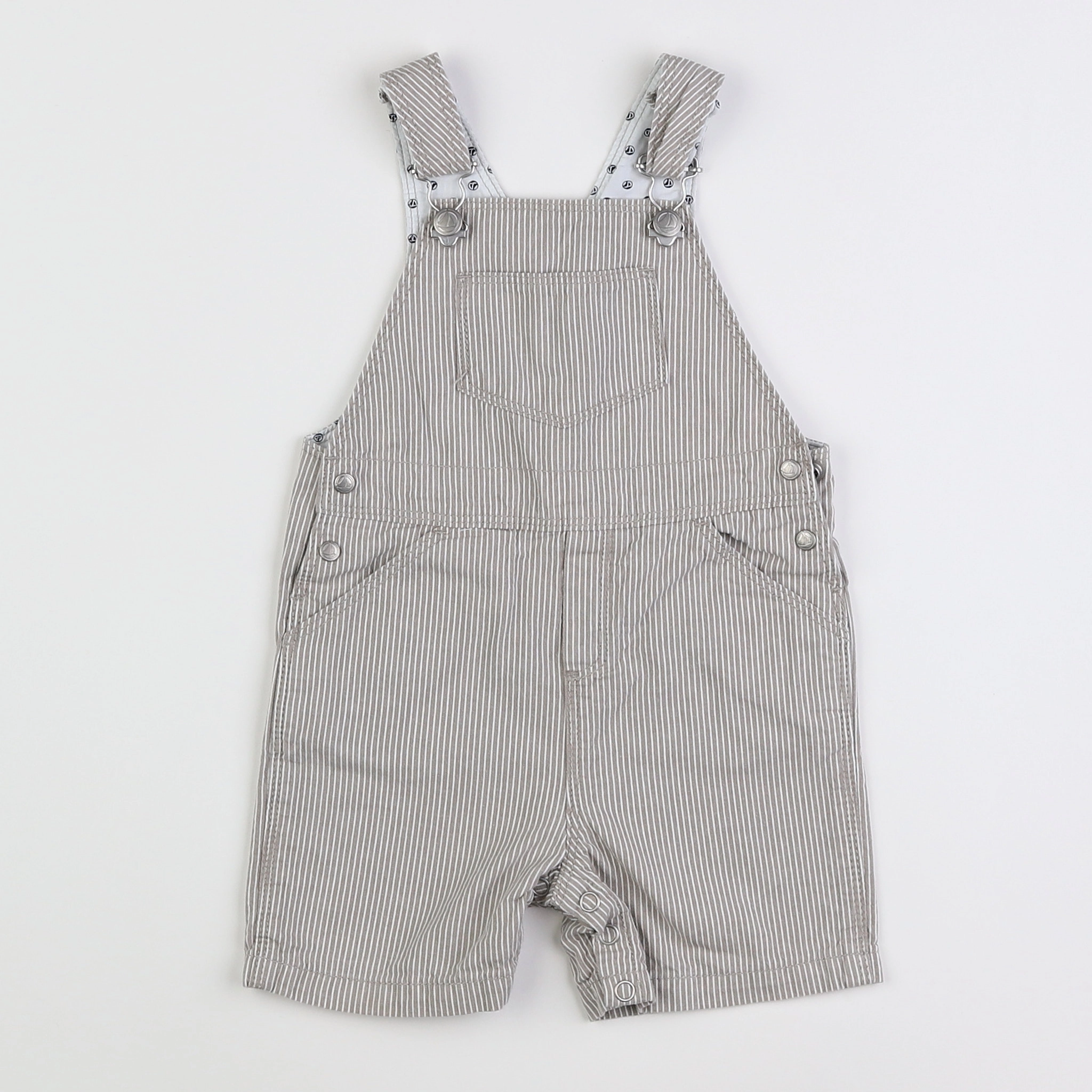 Petit Bateau - salopette gris, blanc - 12 mois