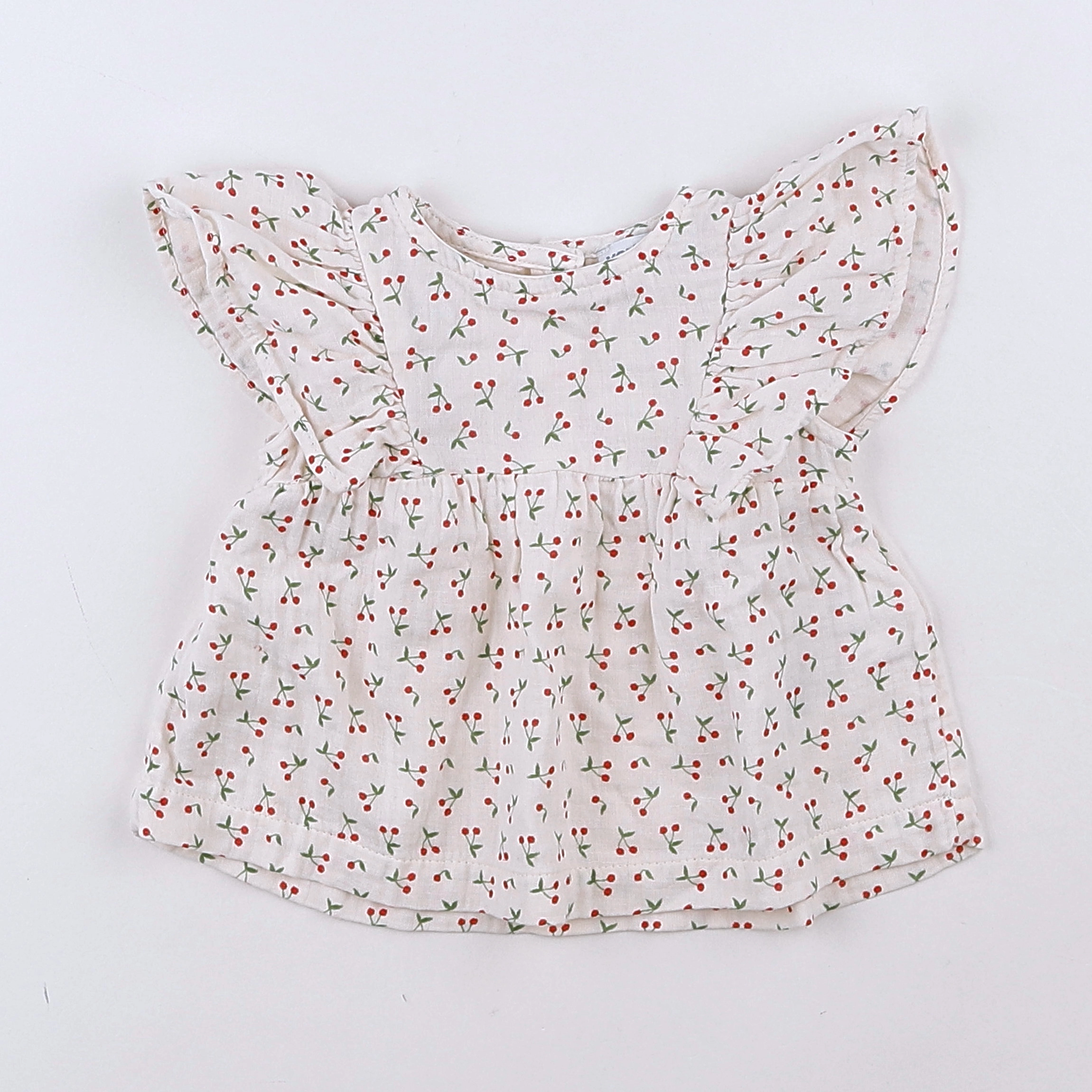 Vertbaudet - blouse blanc, rouge - 3 mois