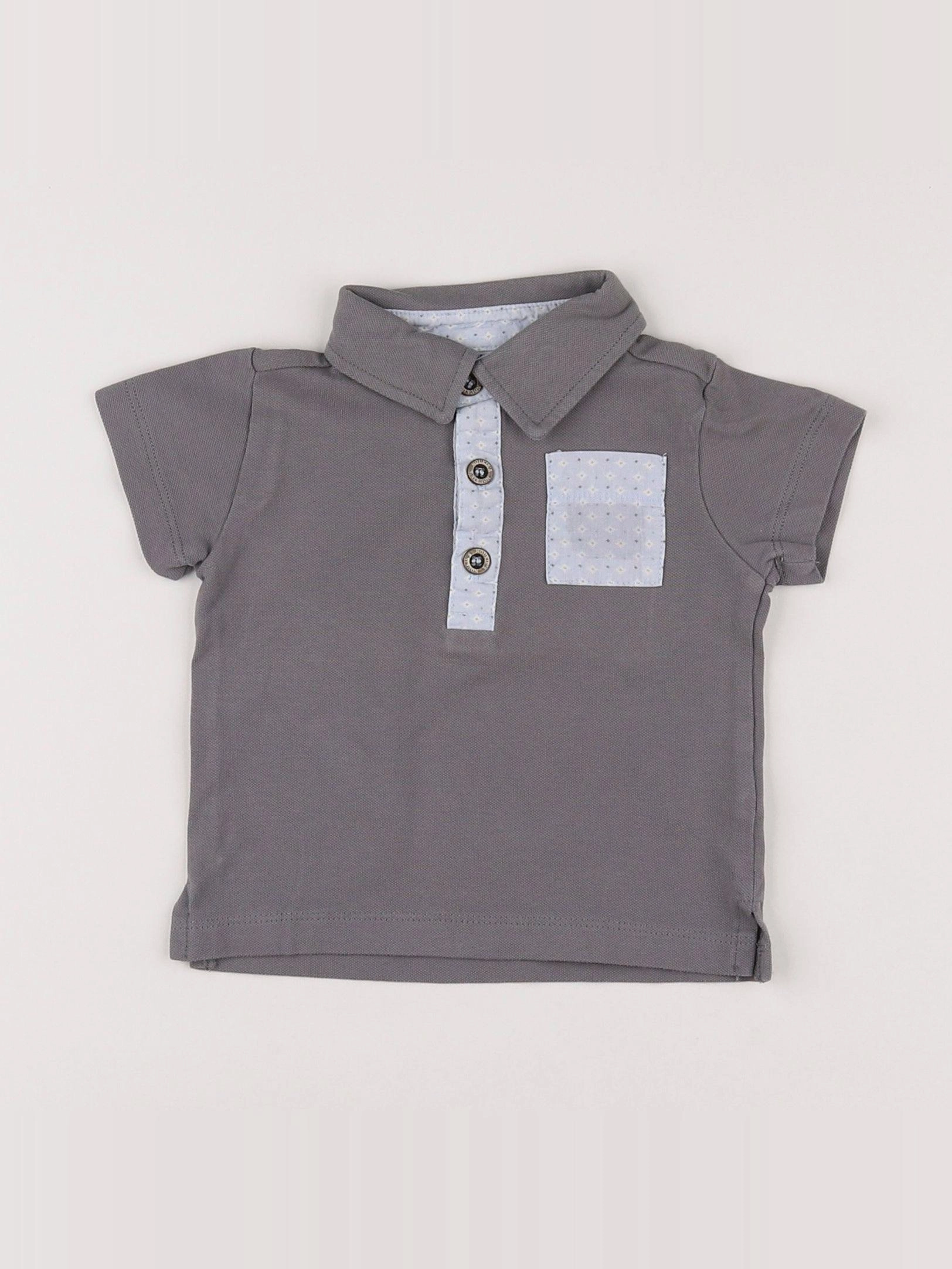 Noukie's - polo gris, bleu - 6 mois